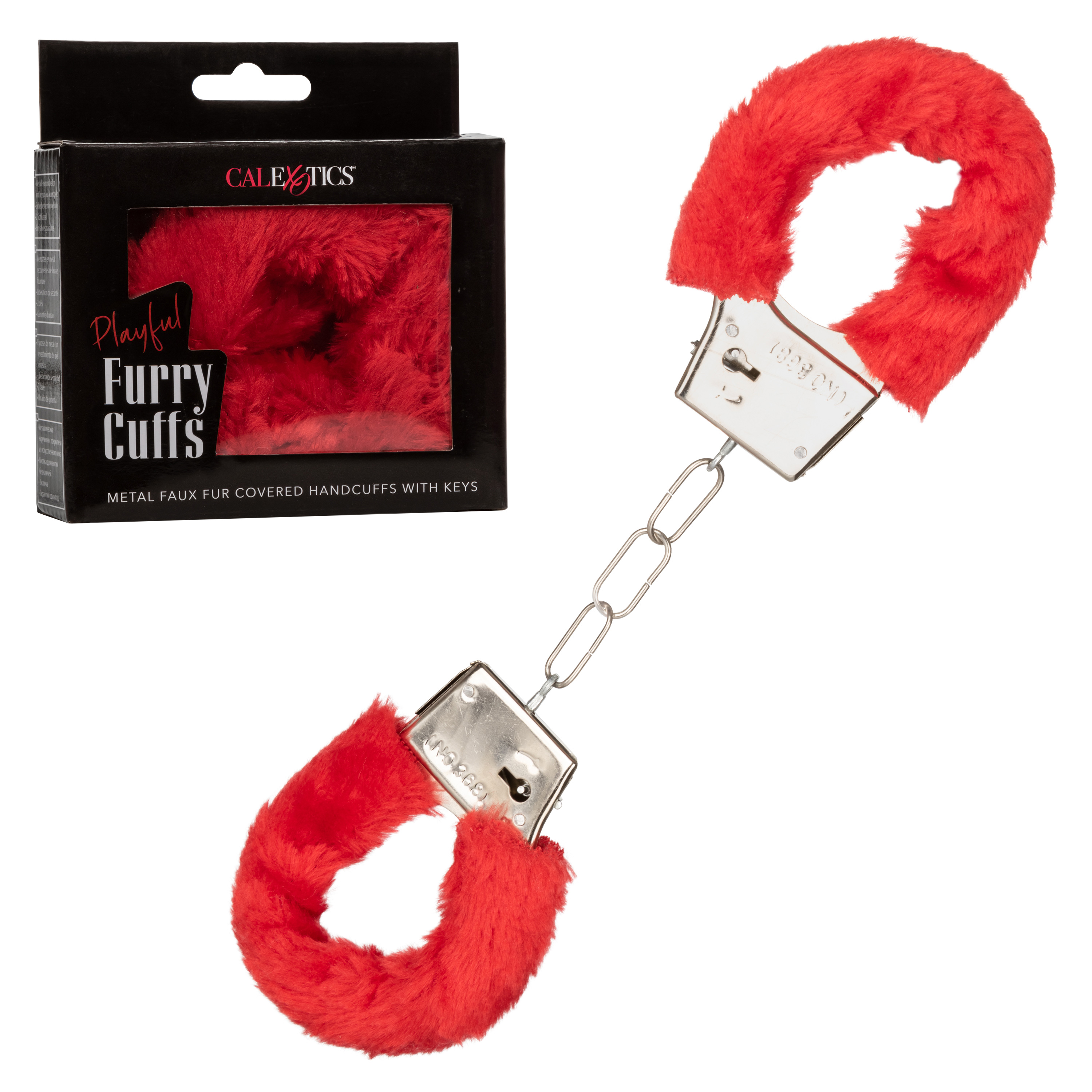 playful furry cuffs red 