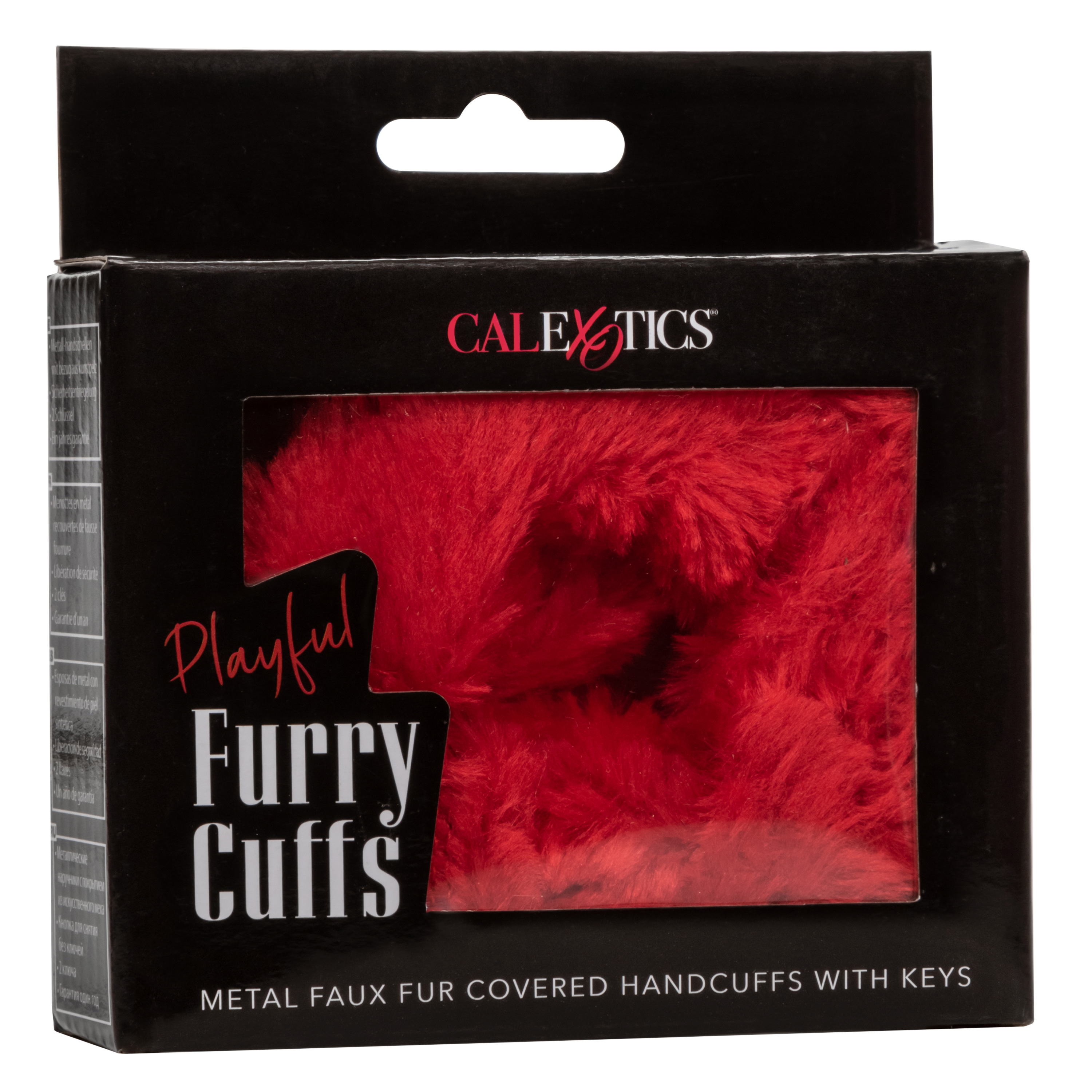 playful furry cuffs red 