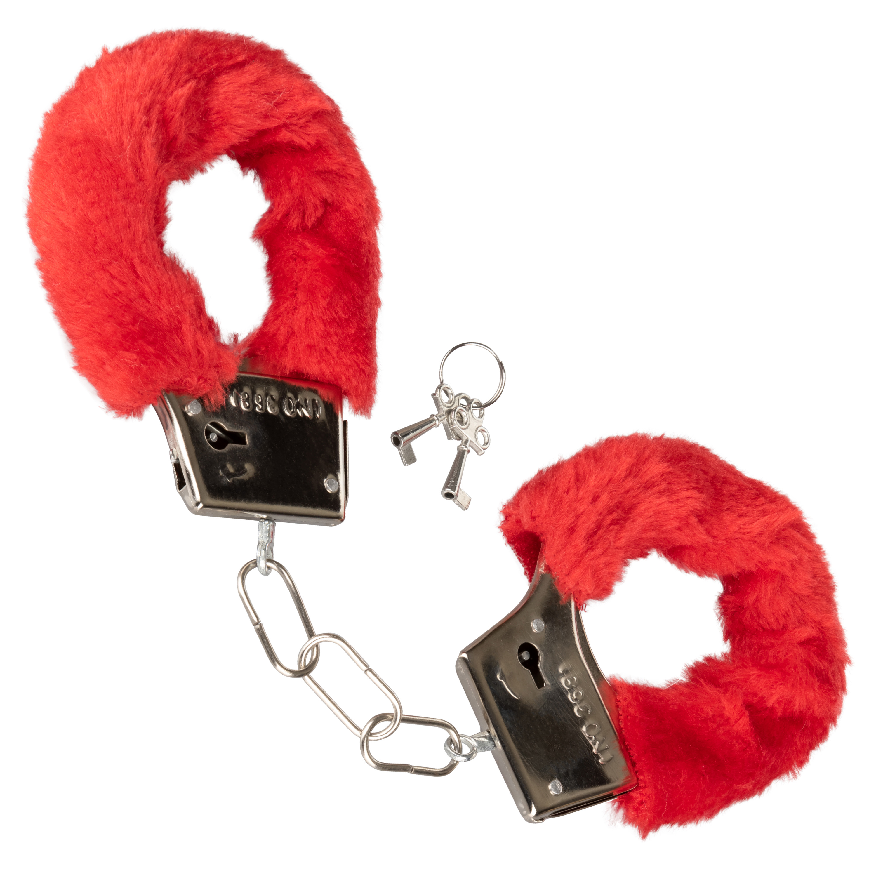 playful furry cuffs red 