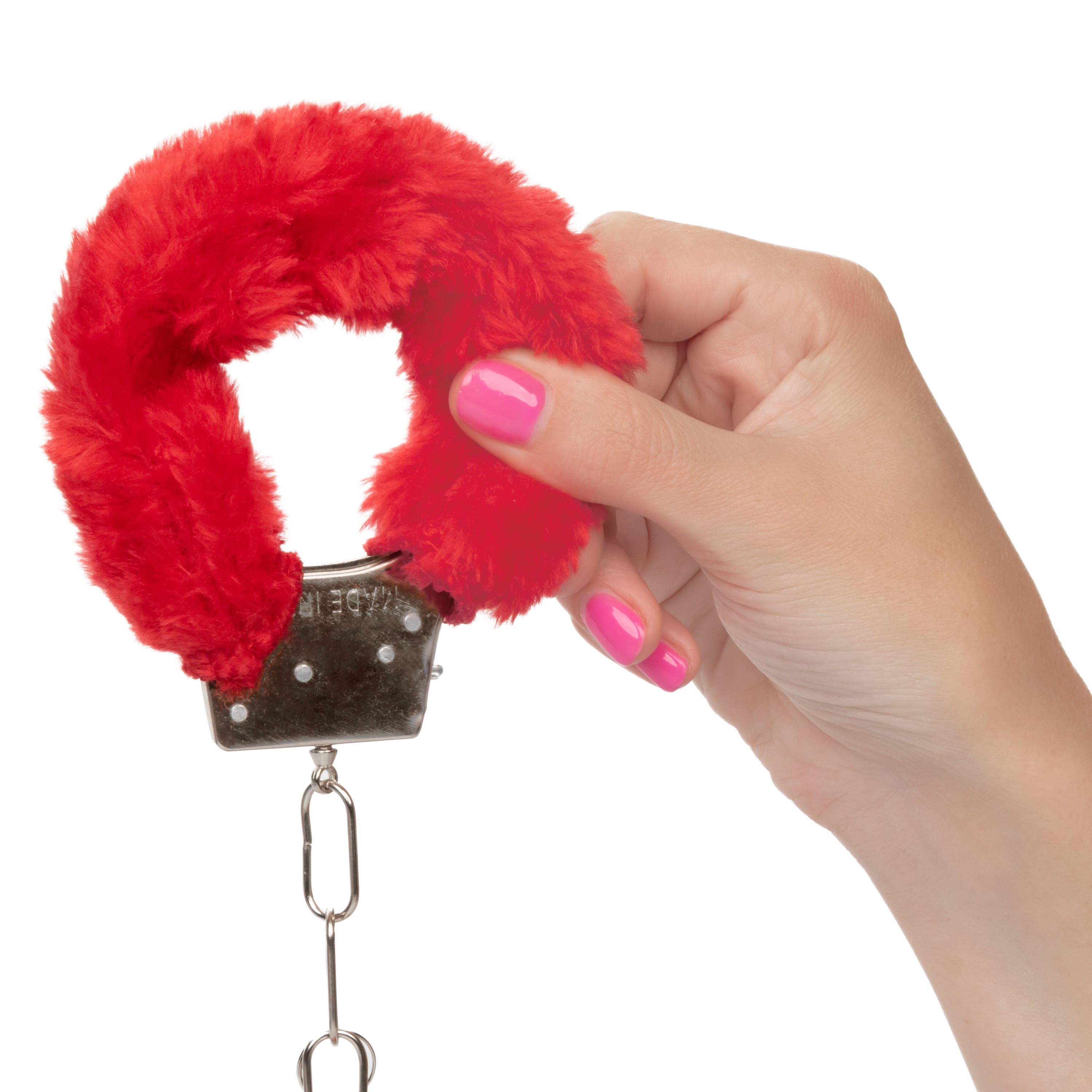 playful furry cuffs red 