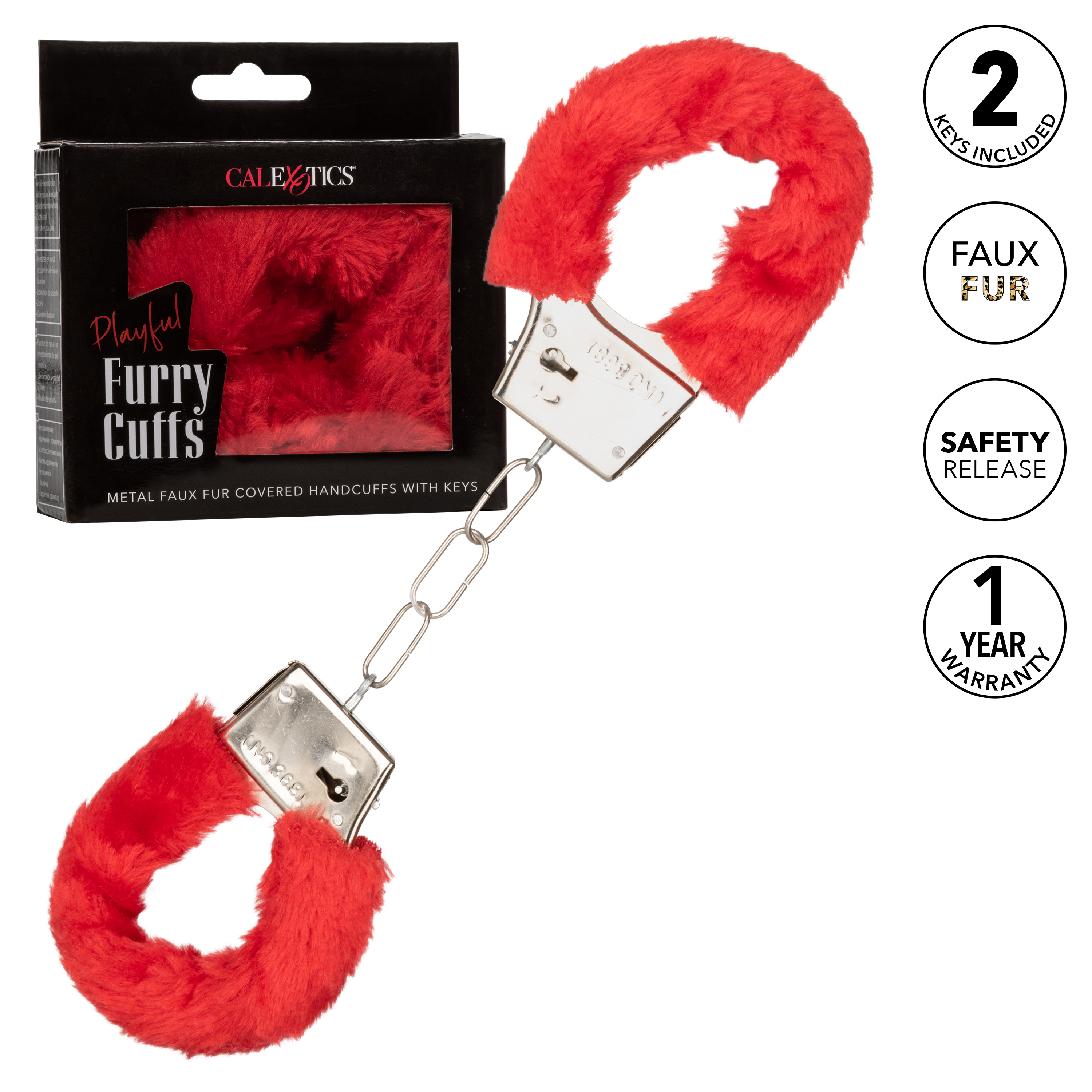 playful furry cuffs red 