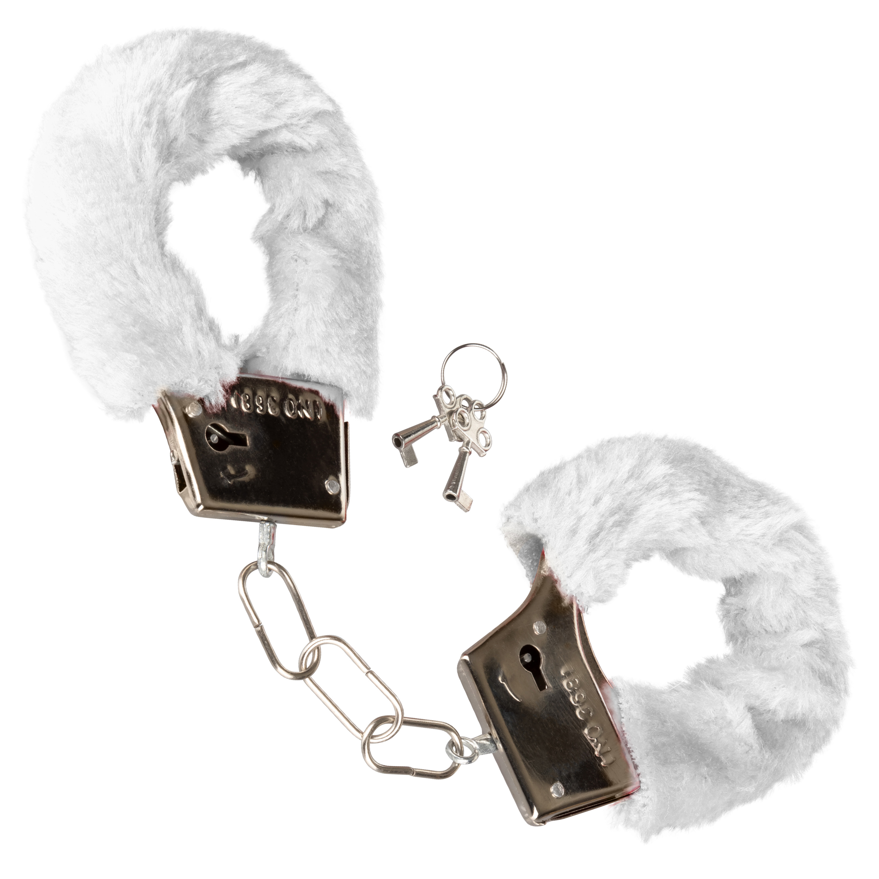 playful furry cuffs white 