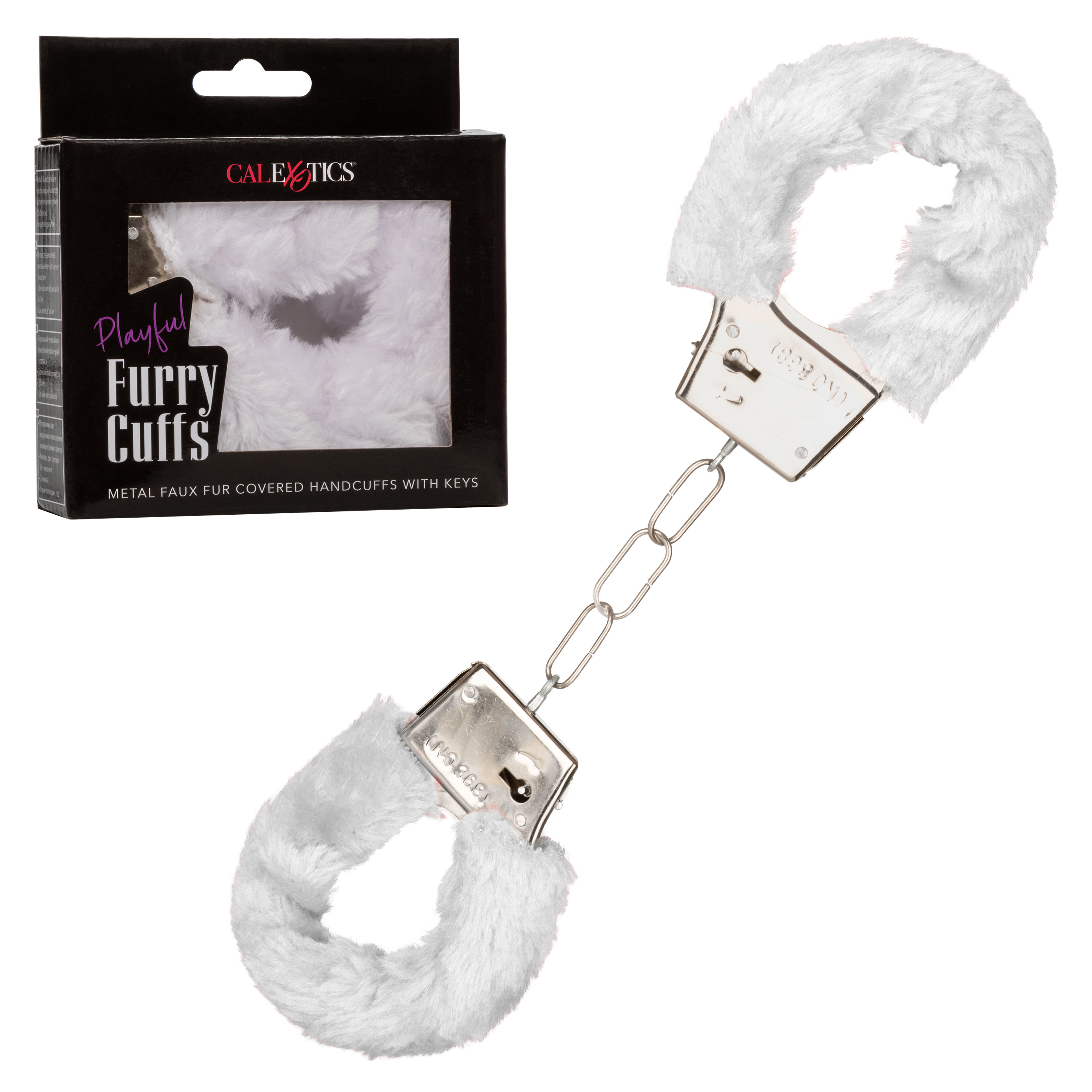 playful furry cuffs white 