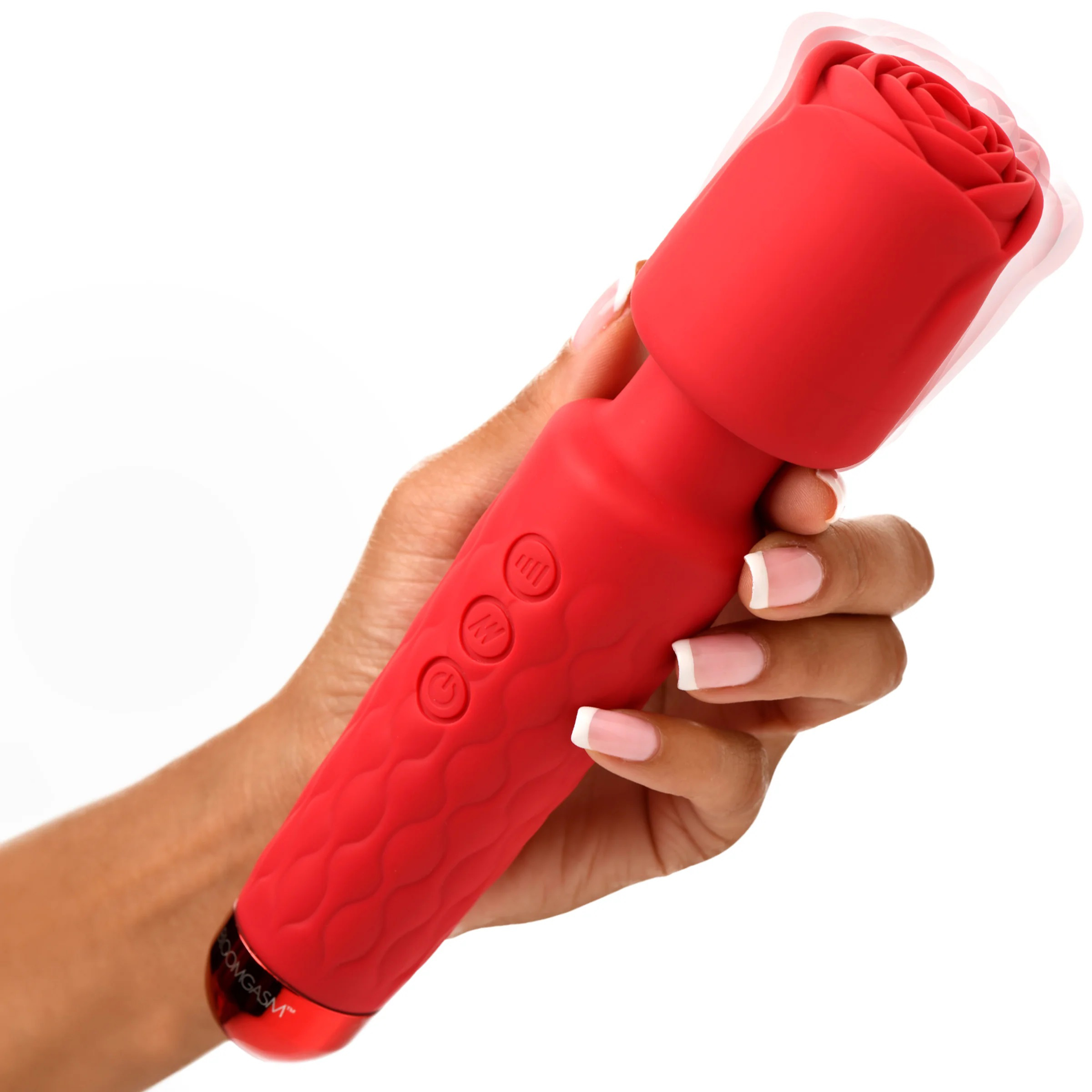 pleasure rose x silicone wand with rose  attachment red 