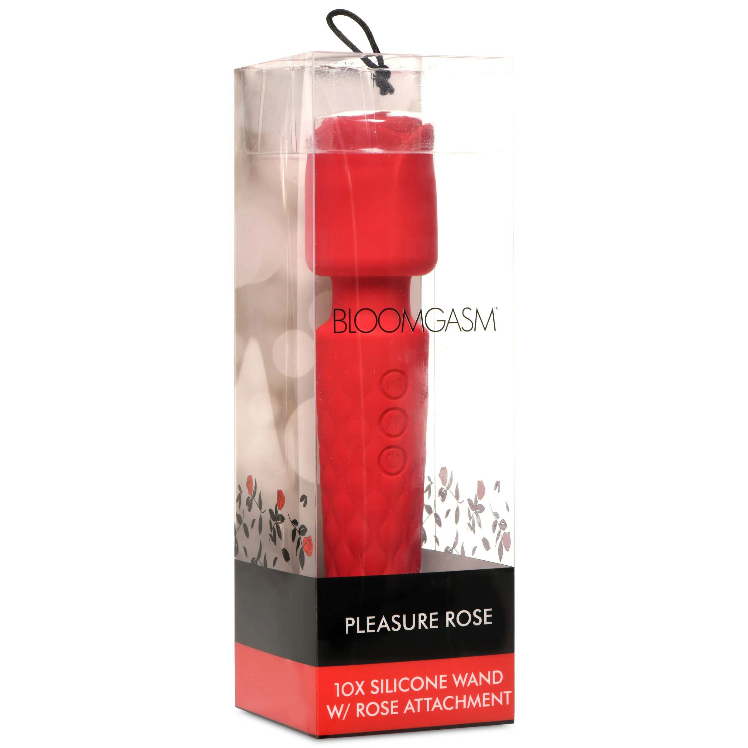 pleasure rose x silicone wand with rose  attachment red 