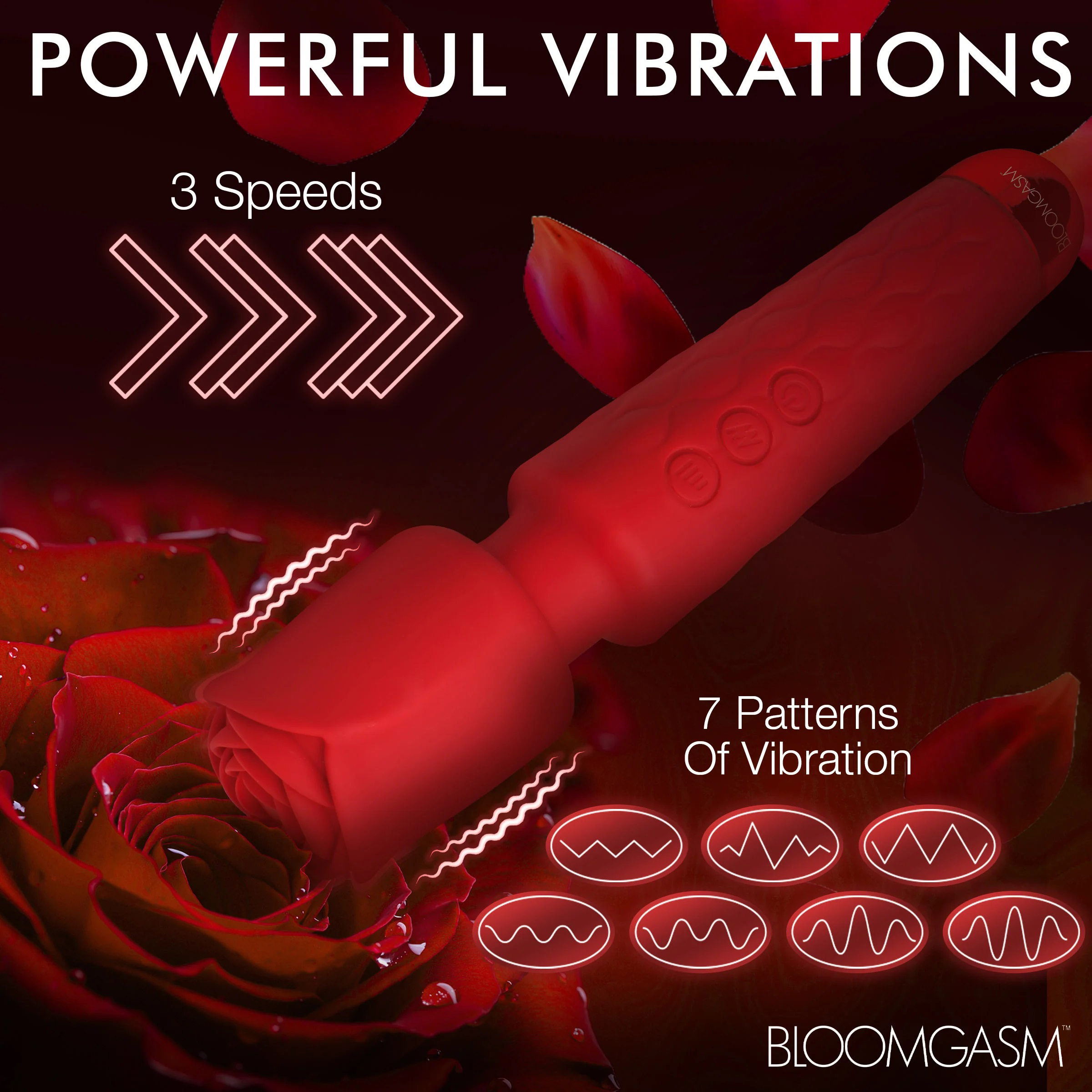 pleasure rose x silicone wand with rose  attachment red 