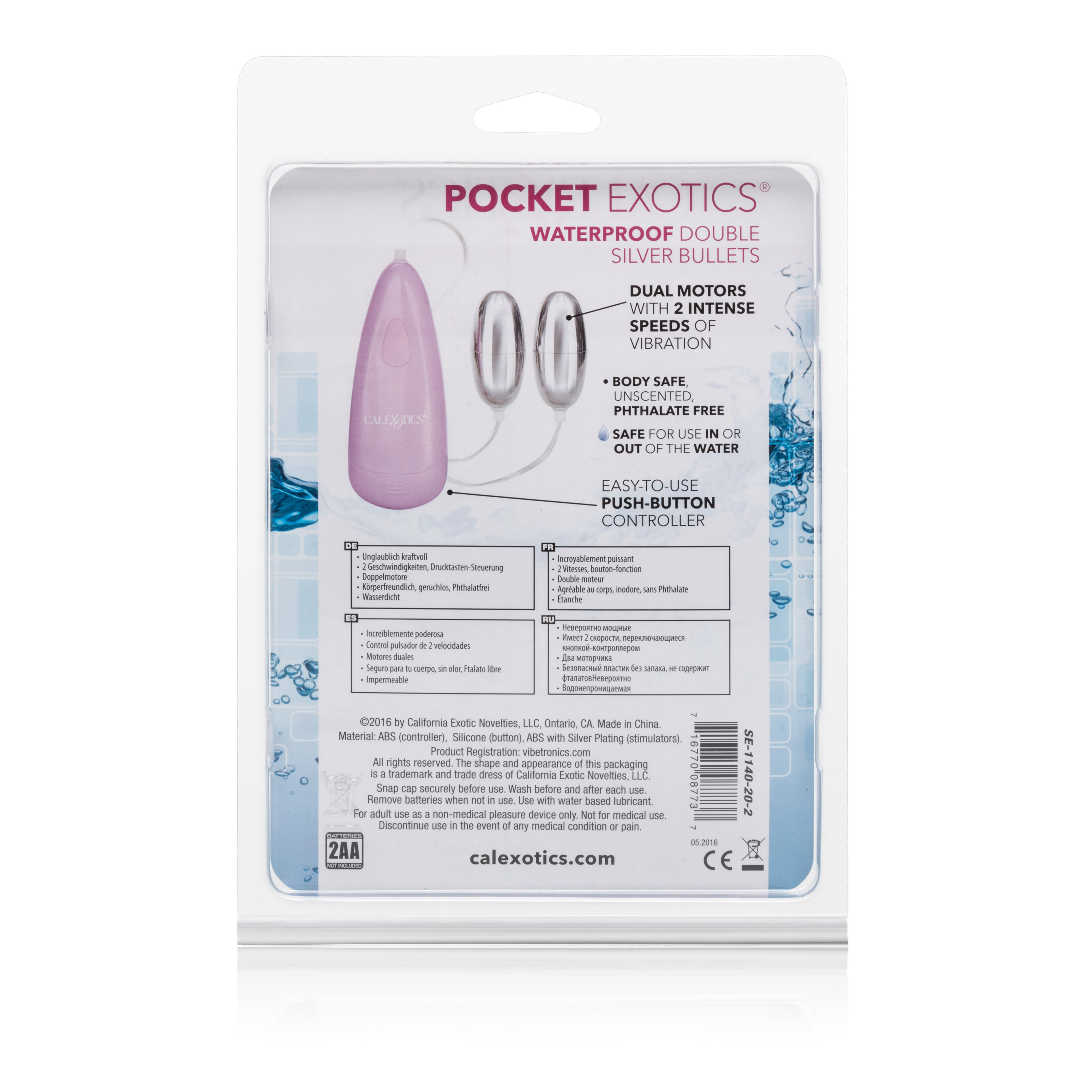 pocket exotics waterproof double silver bullets pink 