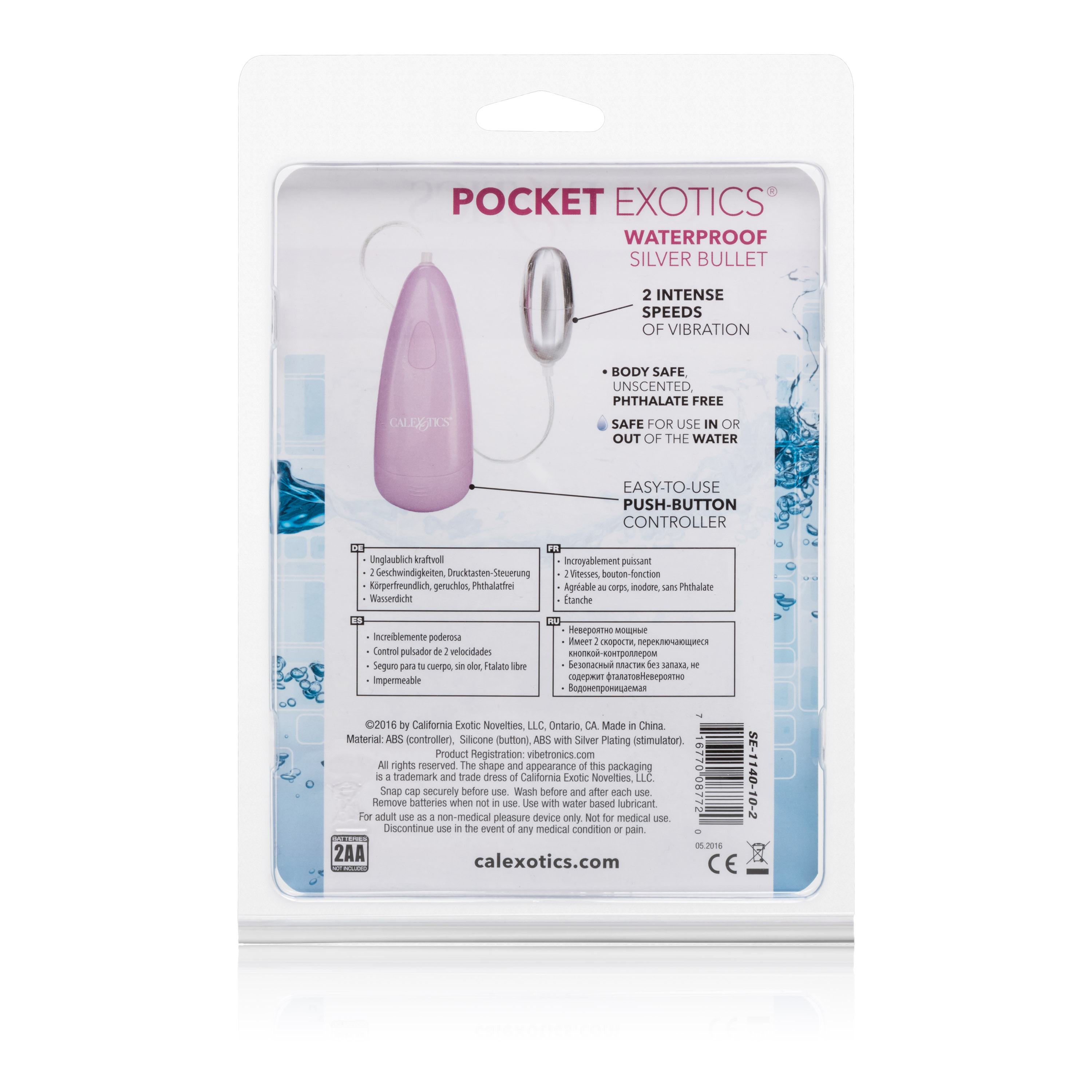 pocket exotics waterproof silver bullet pink 