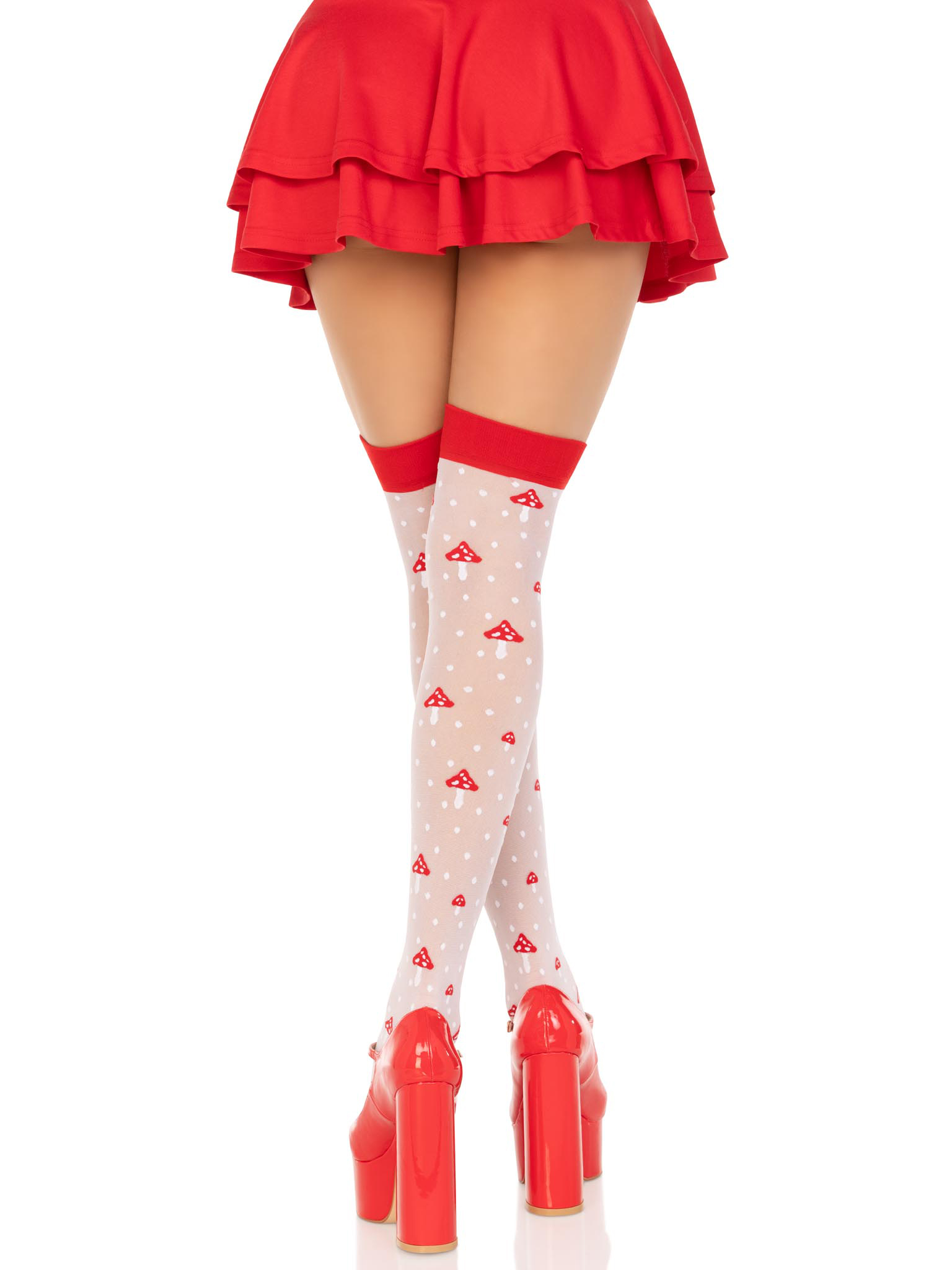 polka dot mushroom thigh high one size whitered 