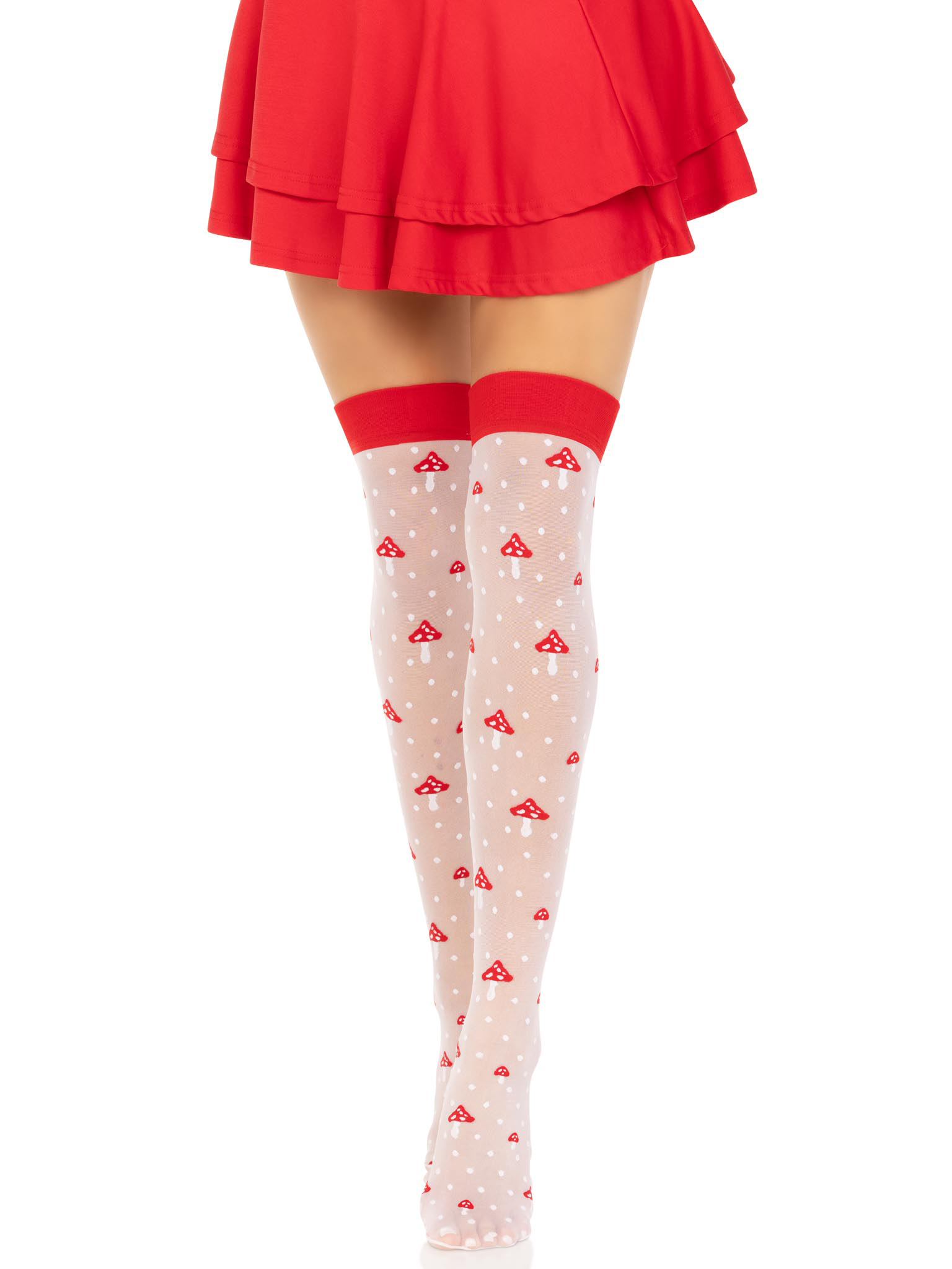 polka dot mushroom thigh high one size whitered 