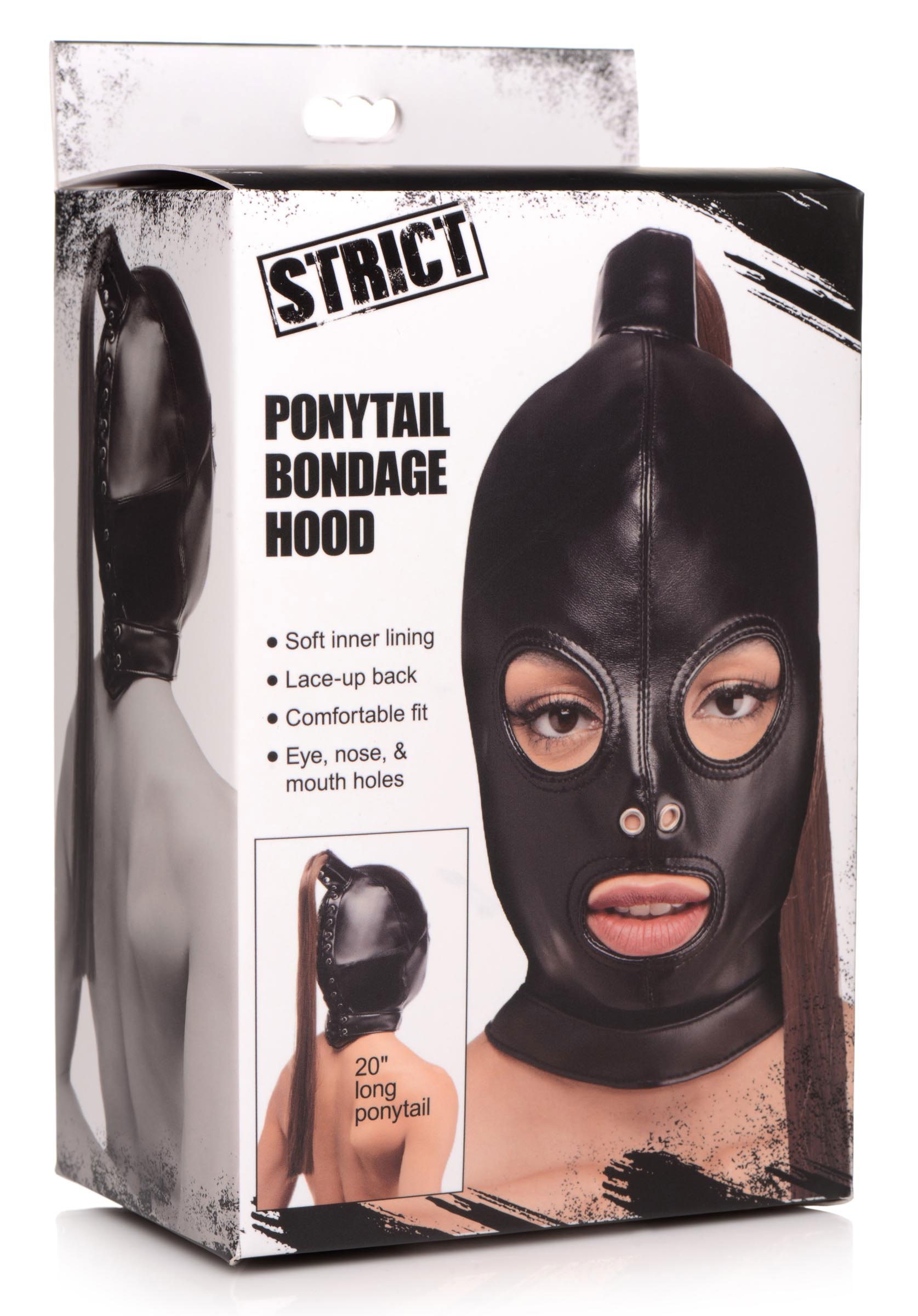 ponytail bondage hood black 