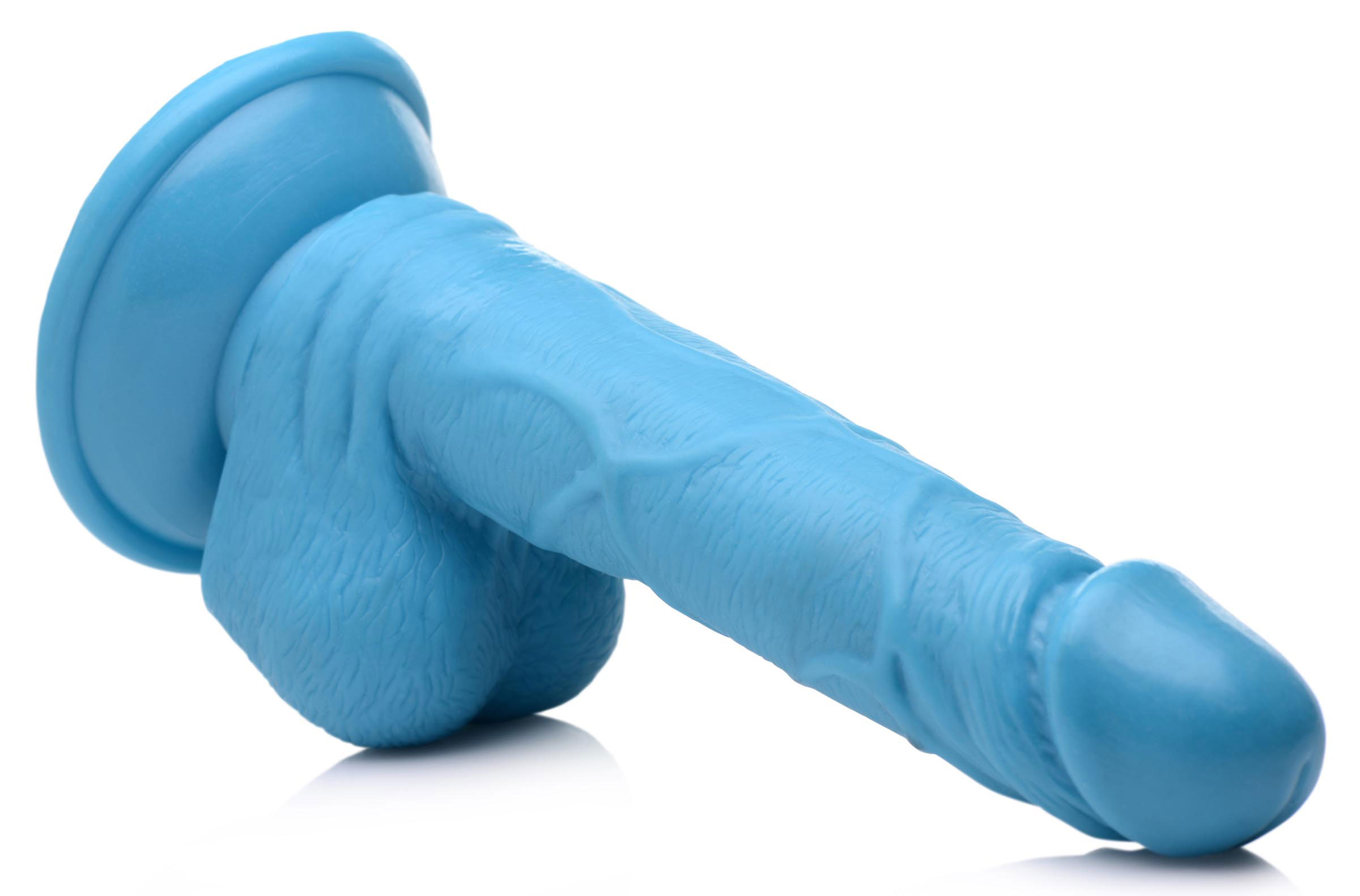 pop pecker . inch dildo with balls blue 