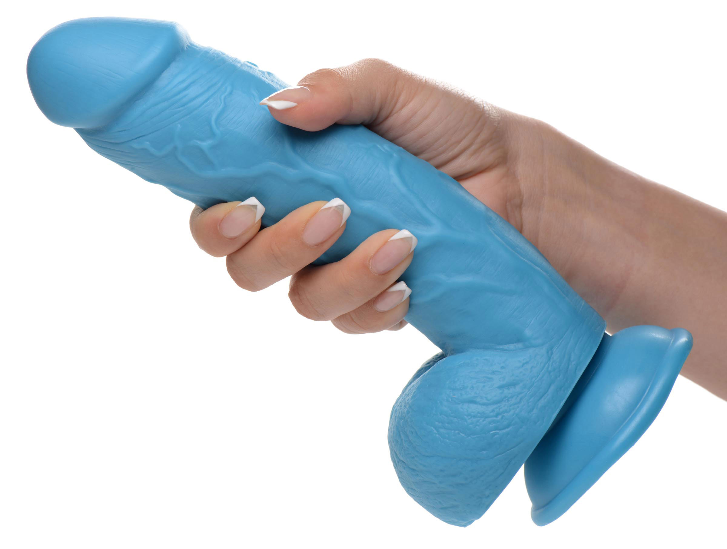 pop pecker . inch dildo with balls blue 