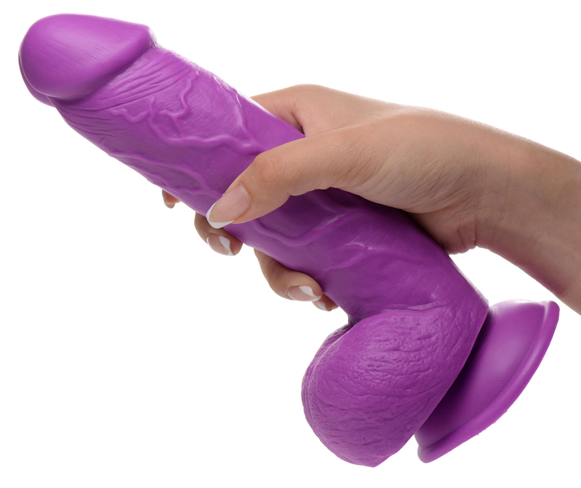 pop pecker . inch dildo with balls purple 