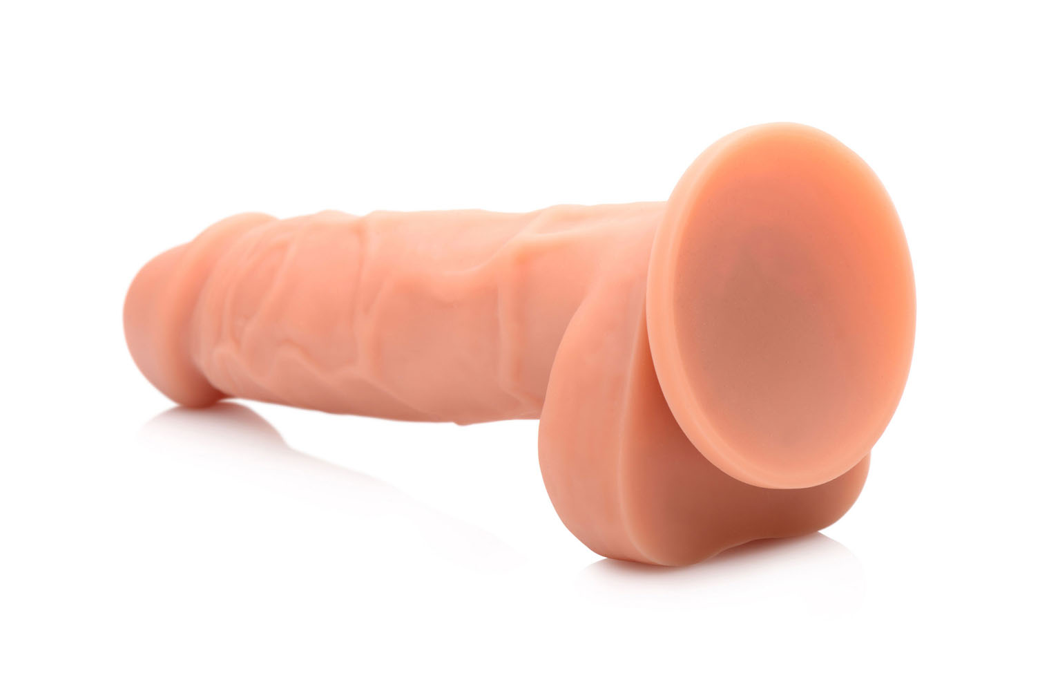 power pecker  inch silicone dildo with balls flesh 