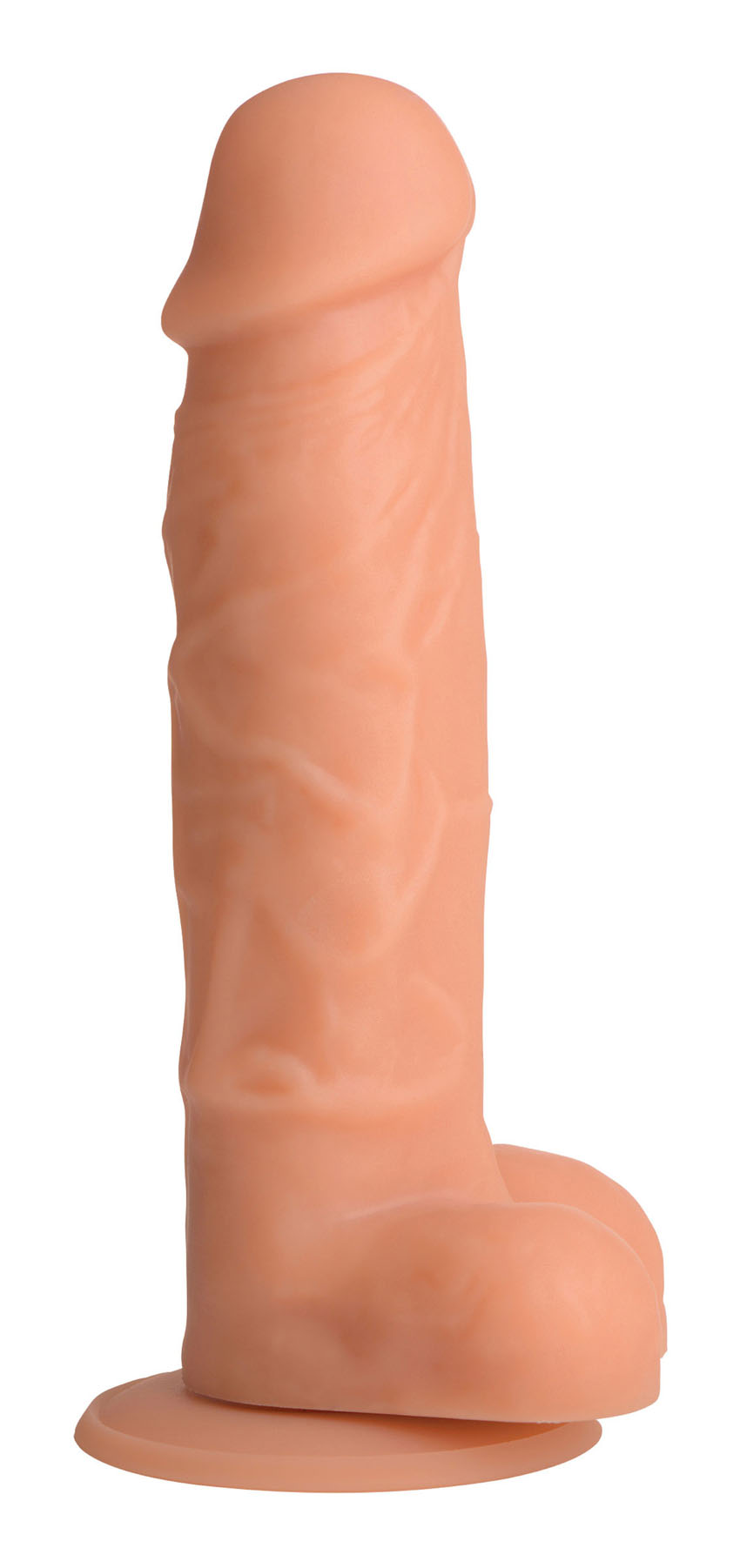 power pecker  inch silicone dildo with balls flesh 