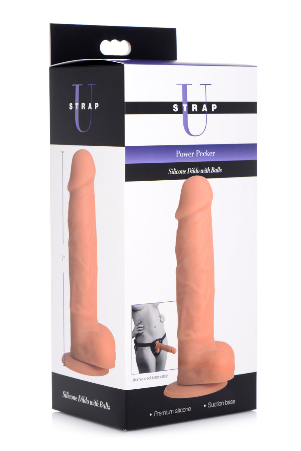 power pecker  inch silicone dildo with balls flesh 