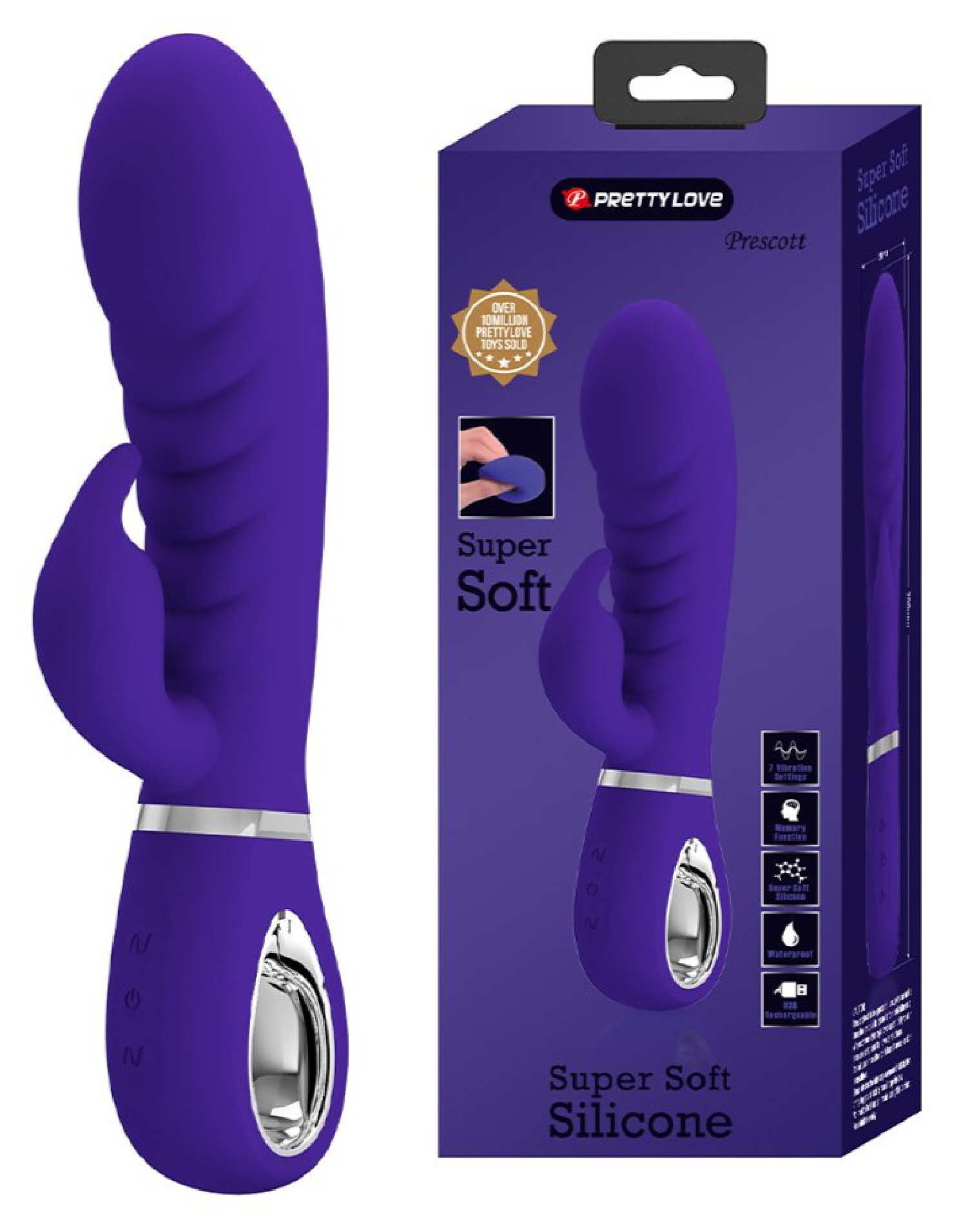 prescott super soft rabbit silicone vibrator purple 