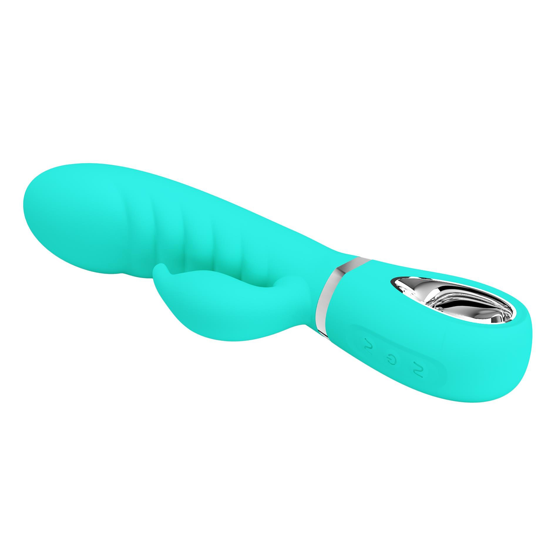 prescott super soft rabbit silicone vibrator teal 