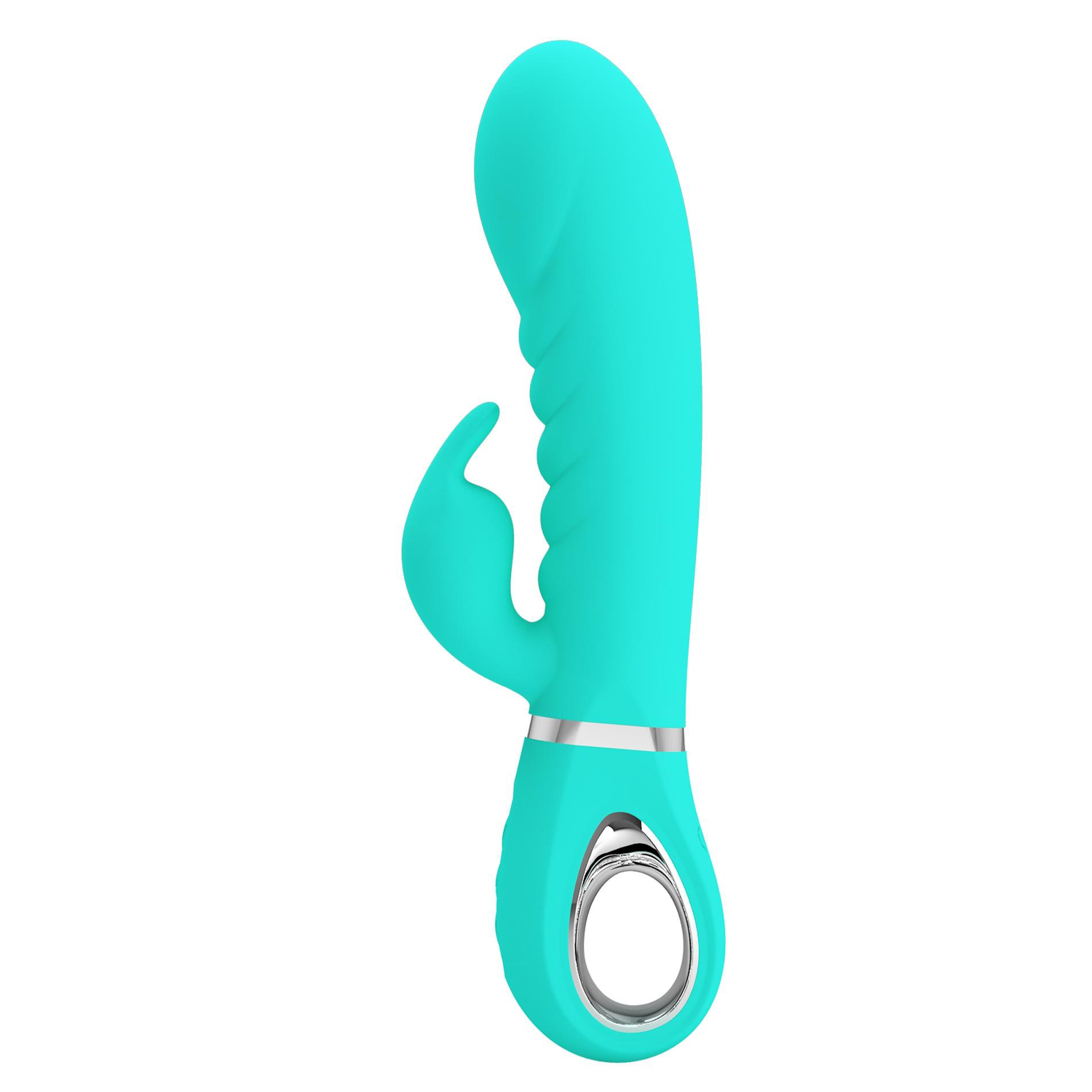 prescott super soft rabbit silicone vibrator teal 