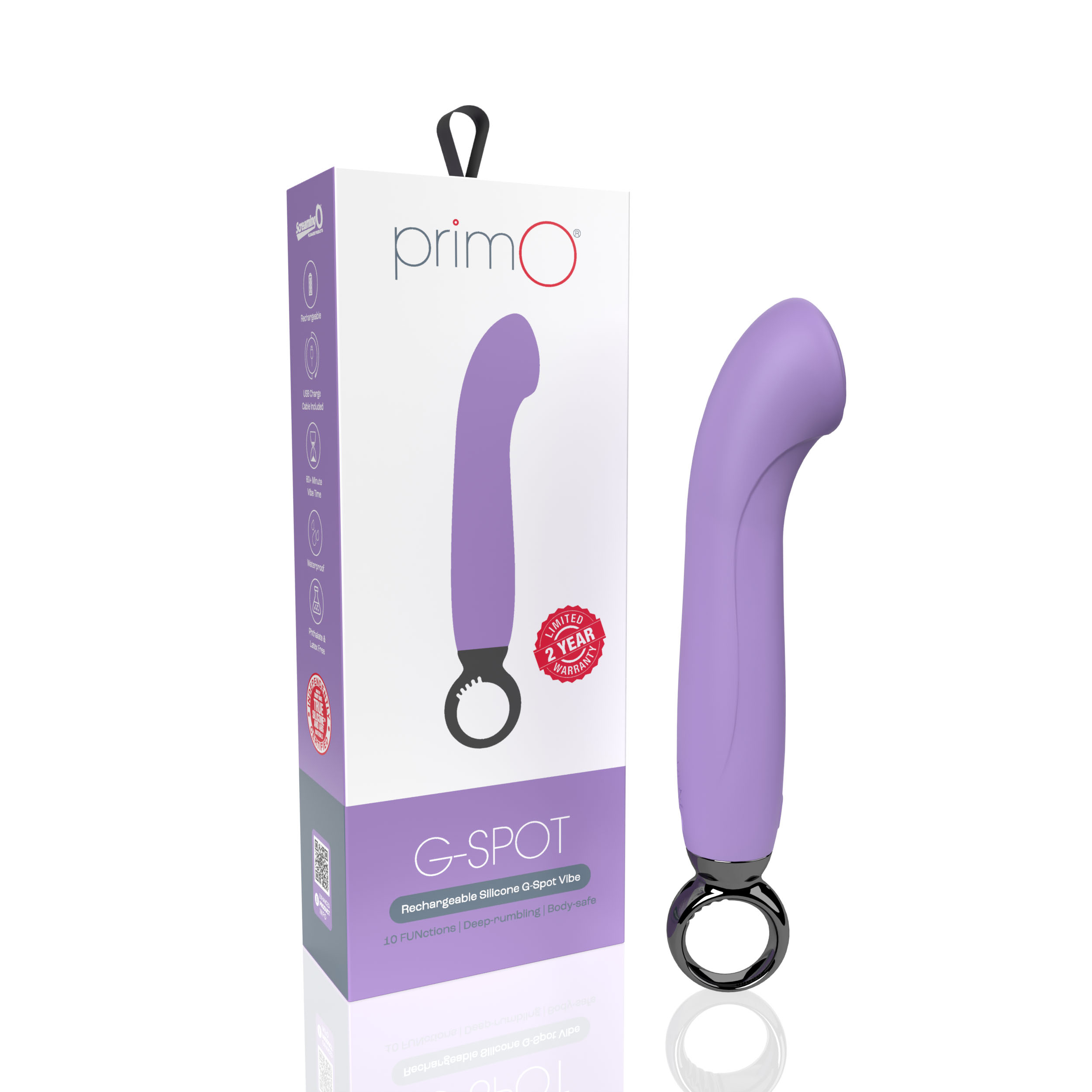 primo g spot rechargeable vibrator lilac 