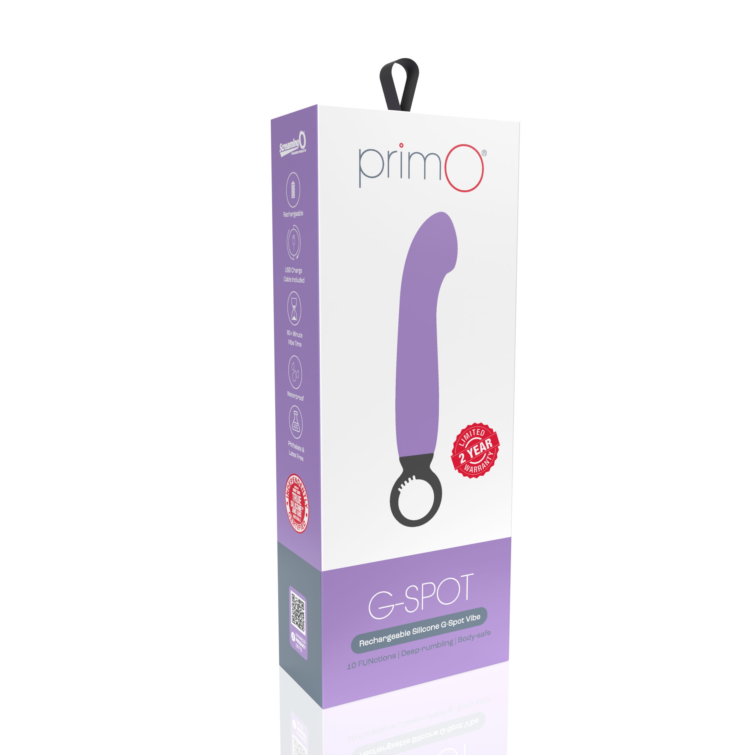 primo g spot rechargeable vibrator lilac 