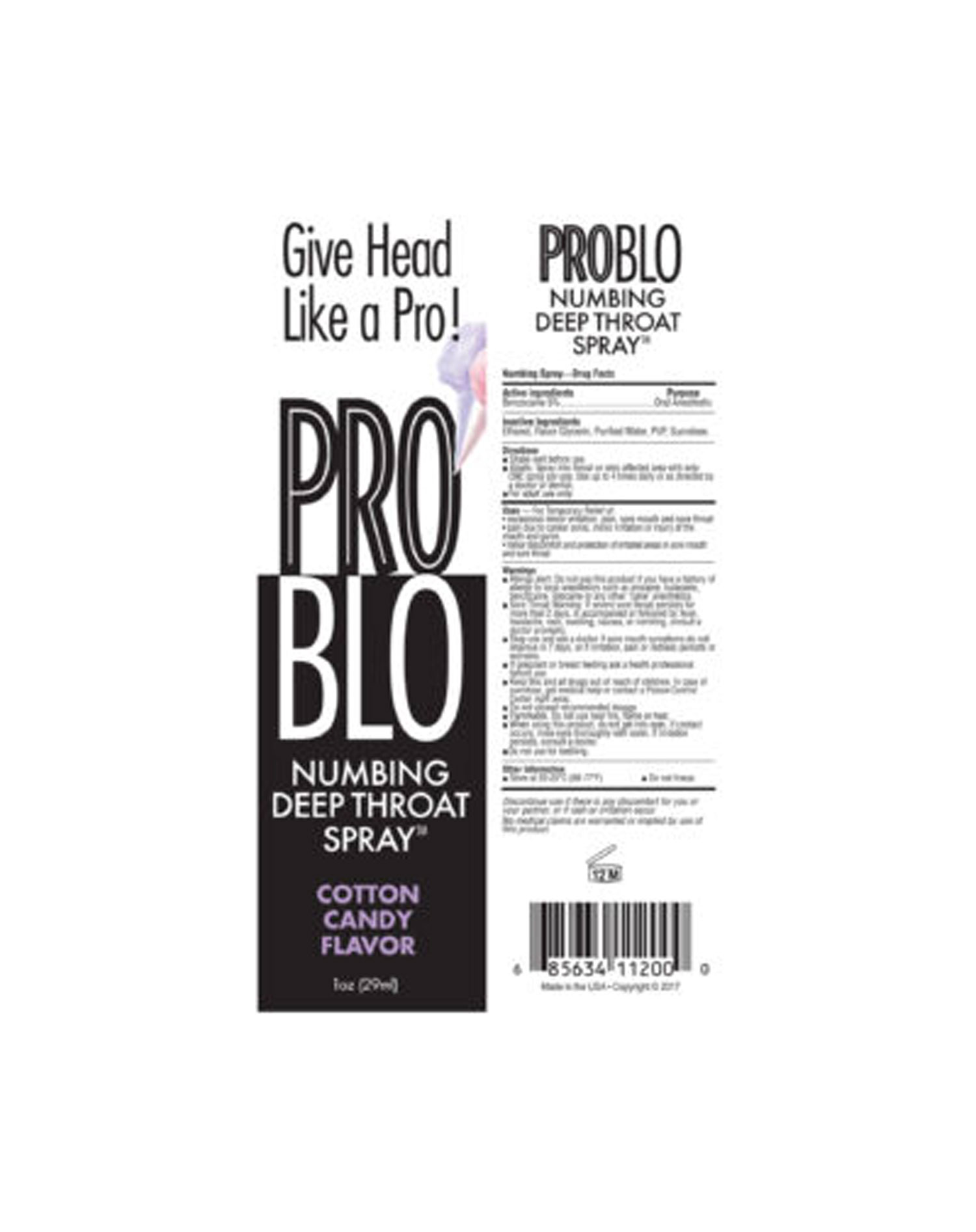 pro blo throat numbing spray oz cotton candy 