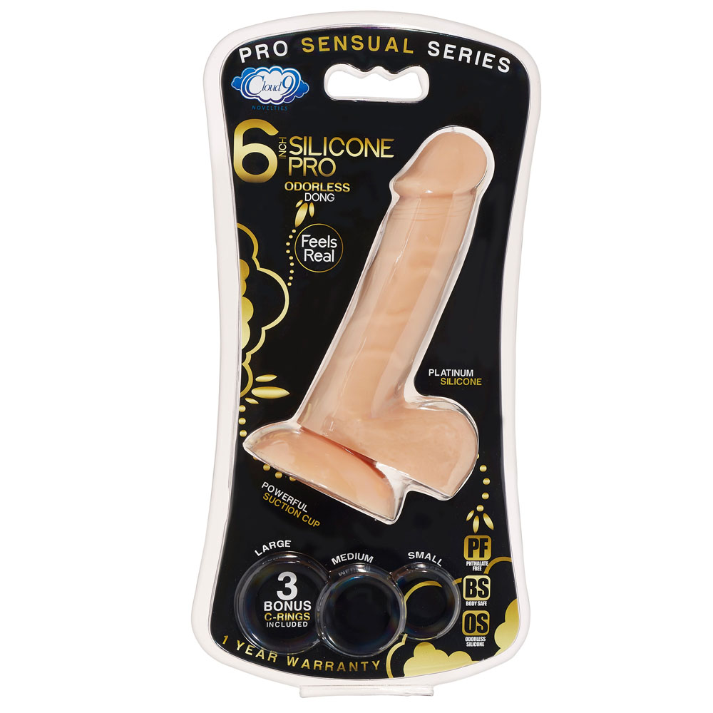 pro sensual premium silicone  inch dong with   cockrings flesh 