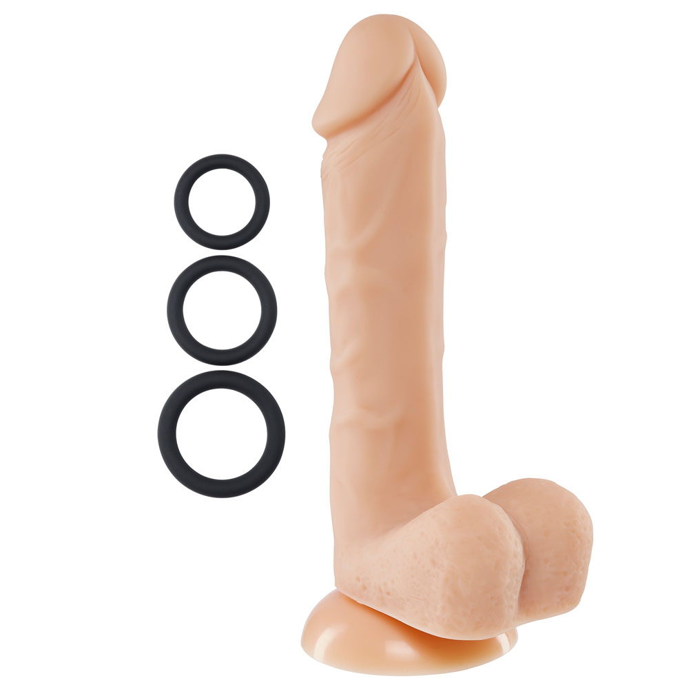 pro sensual premium silicone  inch dong with   cockrings flesh 