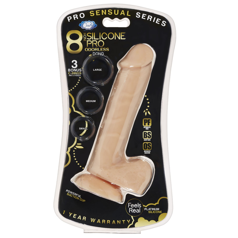 pro sensual premium silicone  inch dong with   cockrings flesh 