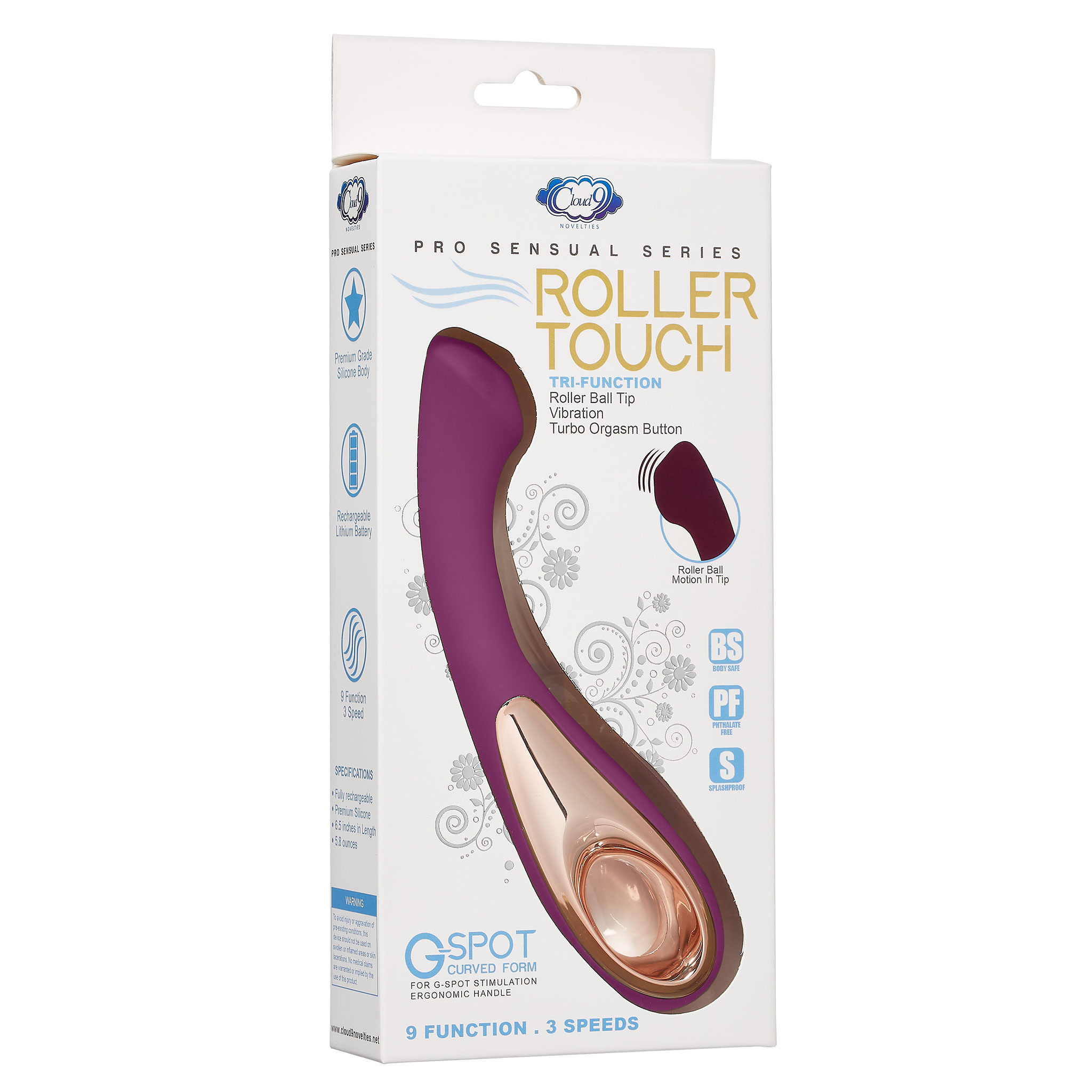 pro sensual roller touch tri function g spot curved form plum 