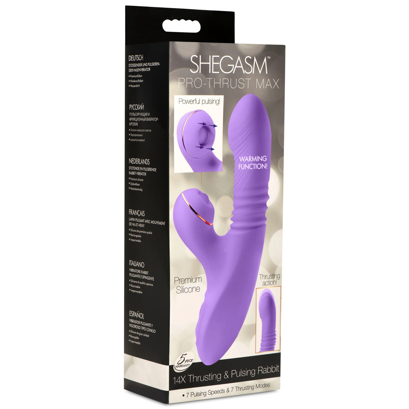 pro thrust max x thrusting and pulsing silicone  rabbit purple 