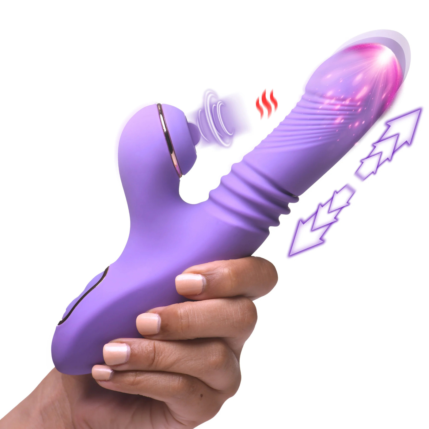 pro thrust max x thrusting and pulsing silicone  rabbit purple 