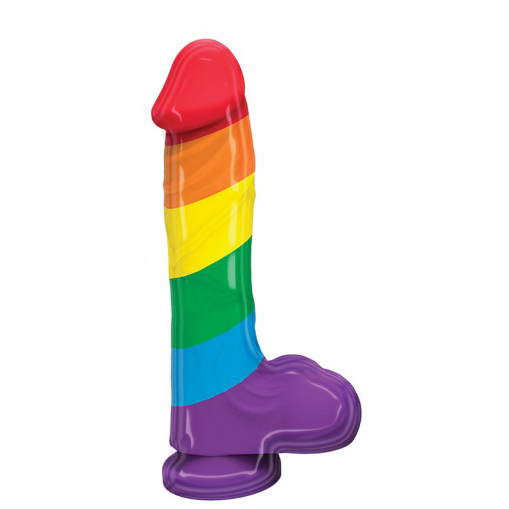 pumped rainbow silicone dildo 