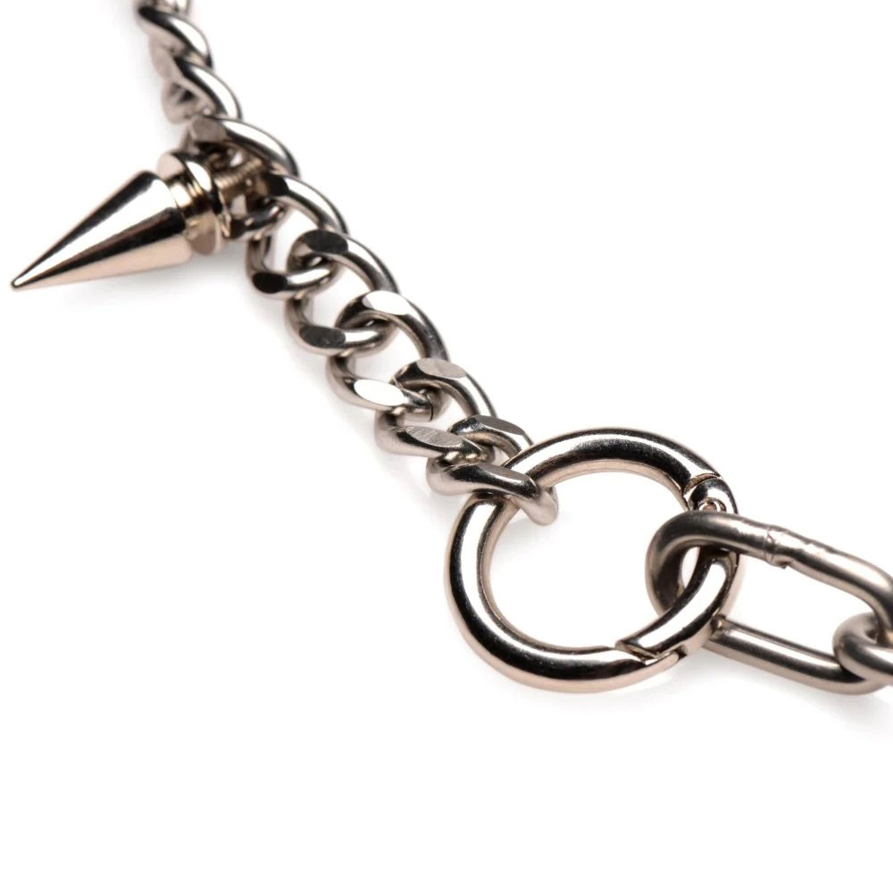 punk spiked necklace silver 