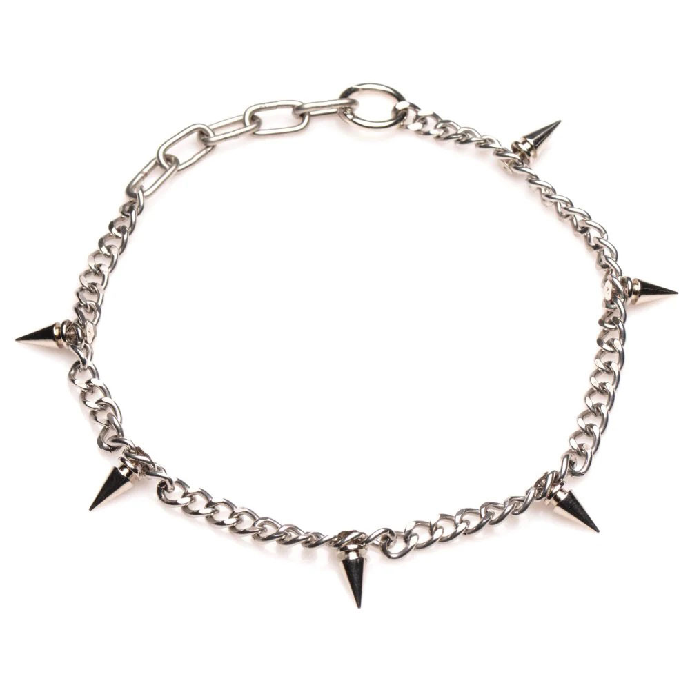 punk spiked necklace silver 