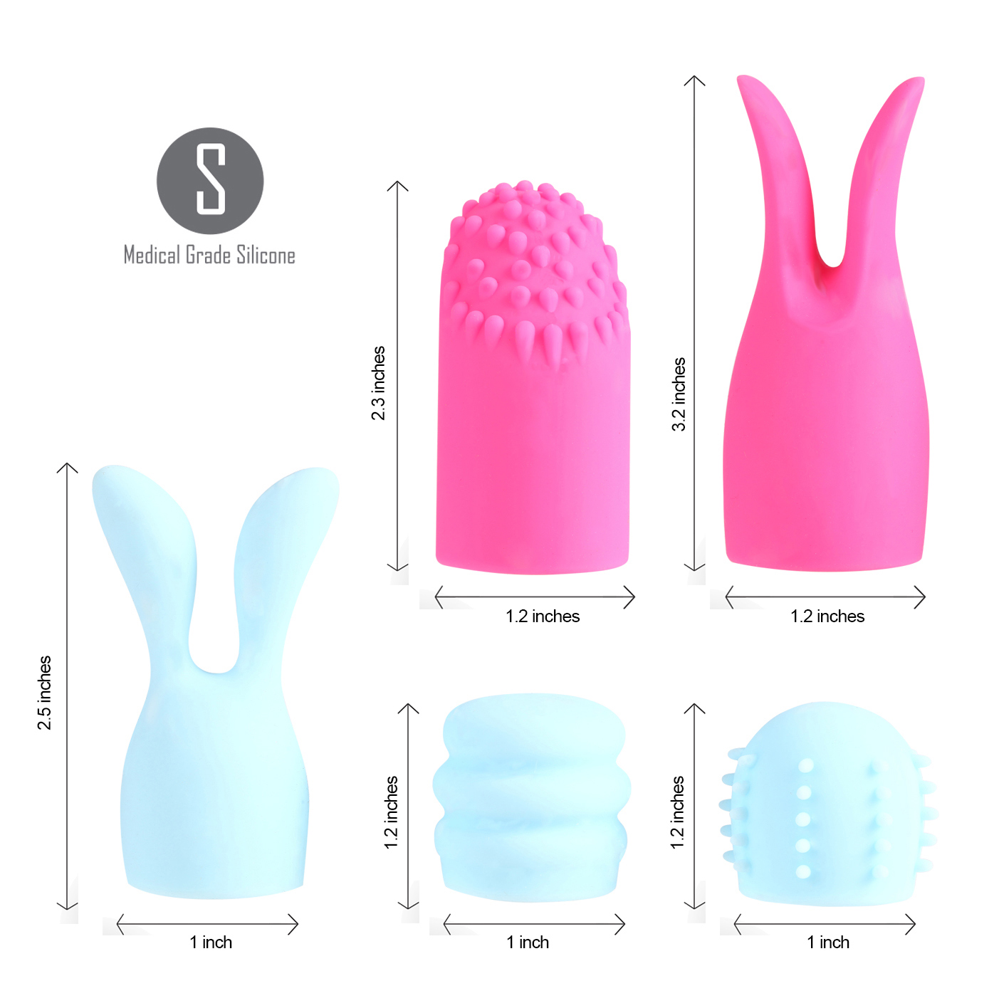 quinn  piece silicone attachments pinkblue 