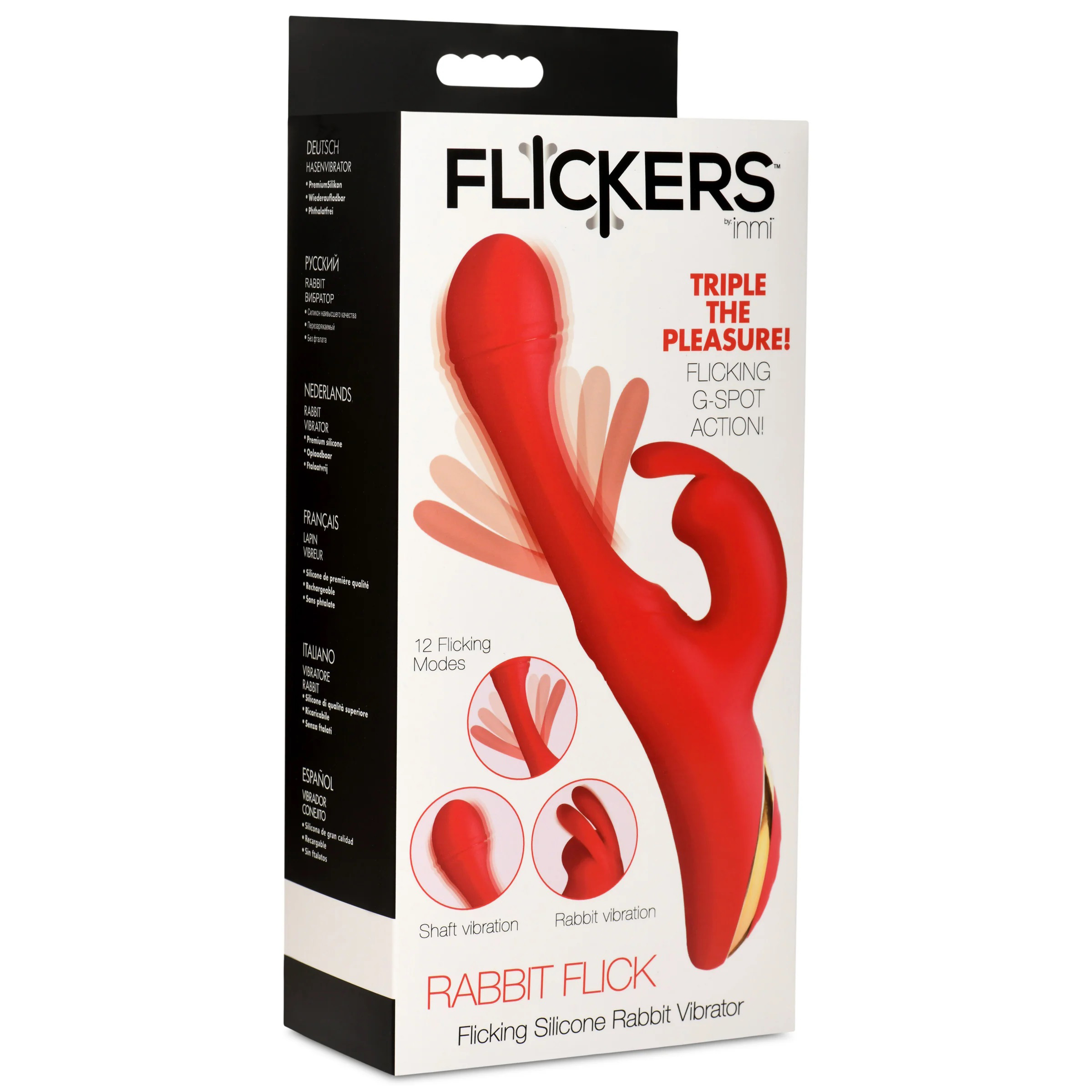 rabbit flick flicking silicone rabbit vibrator  red 