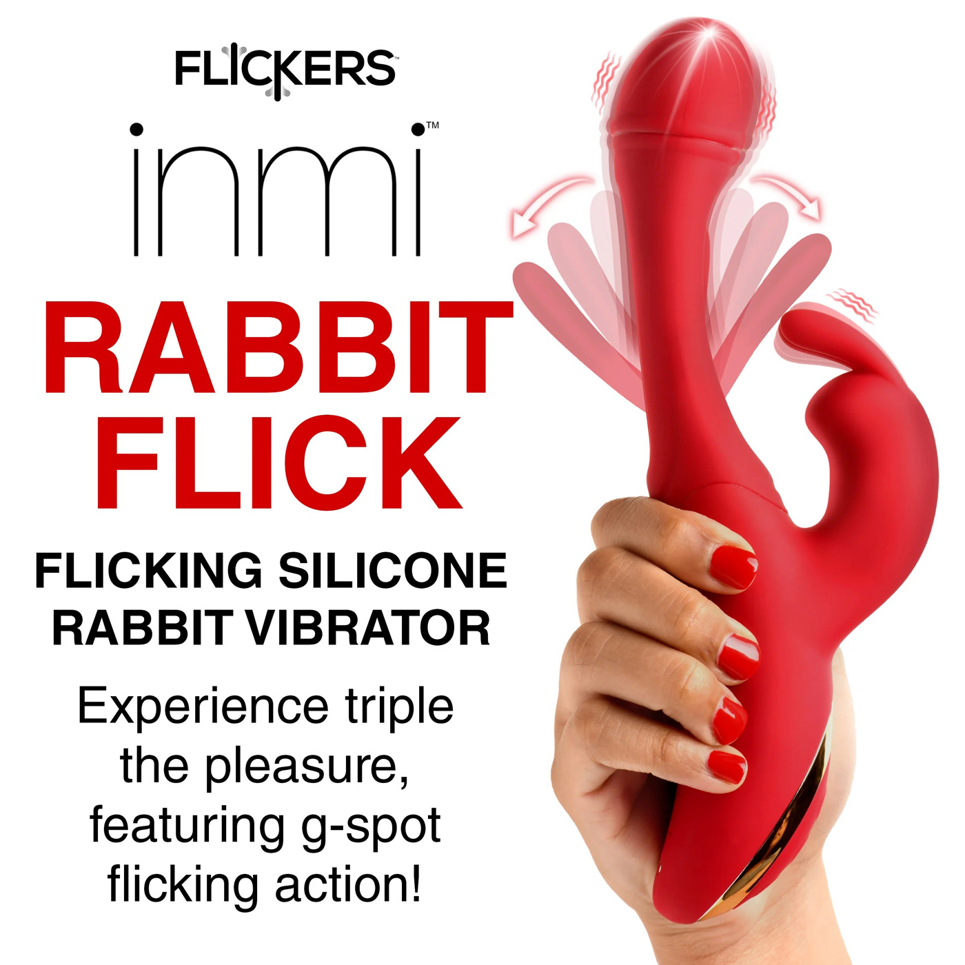 rabbit flick flicking silicone rabbit vibrator  red 