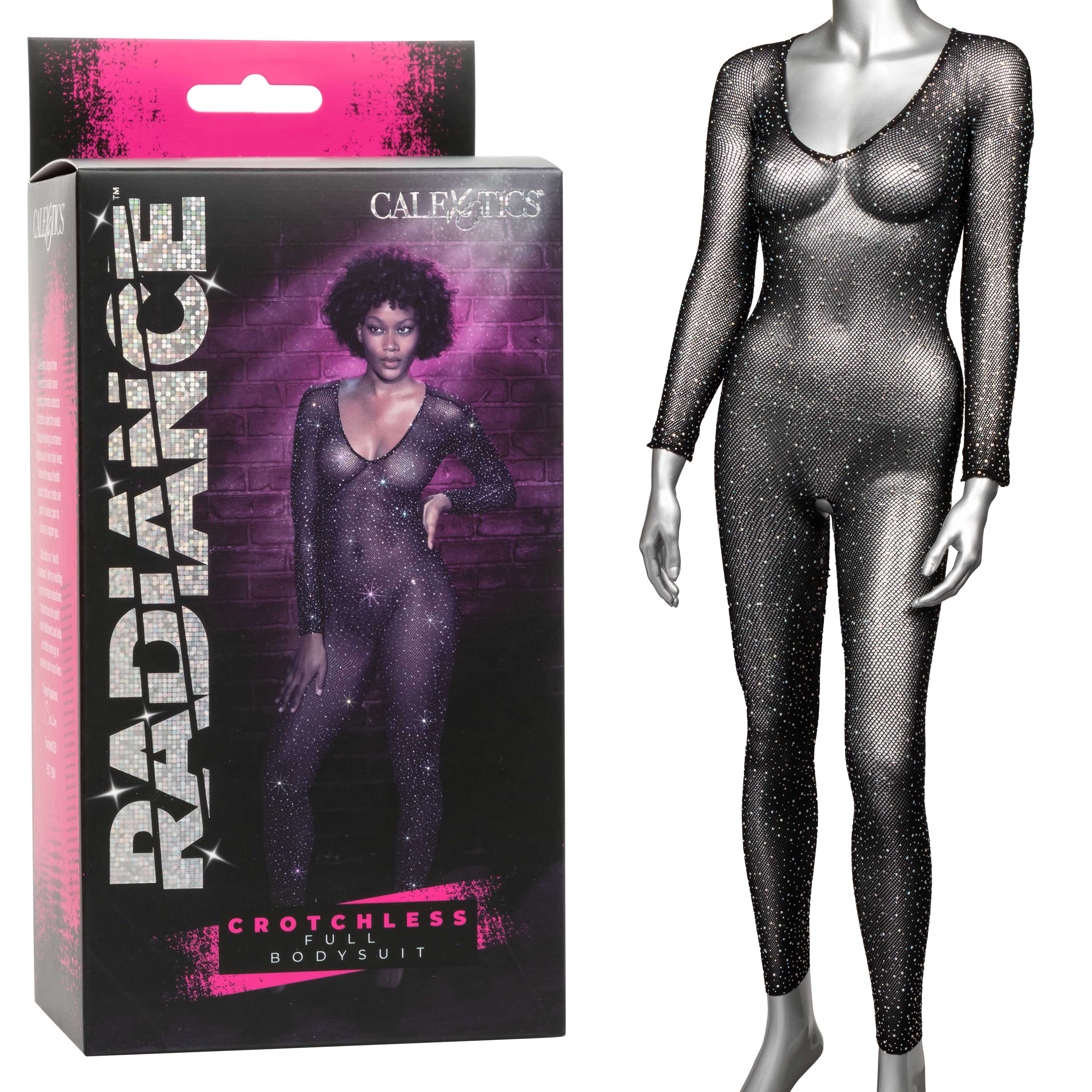 radiance crotchless full body suit one size  black 