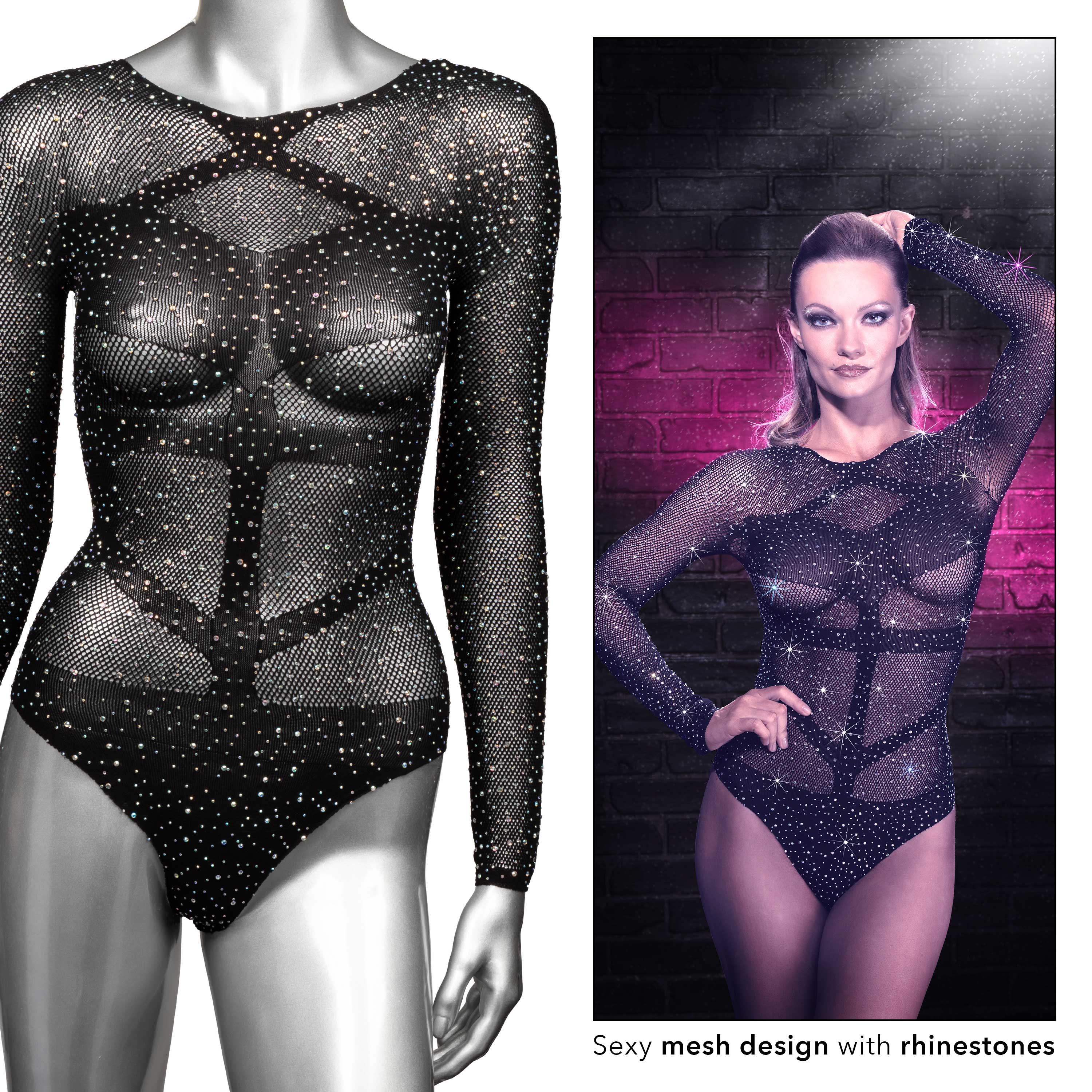 radiance long sleeve body suit one size black 