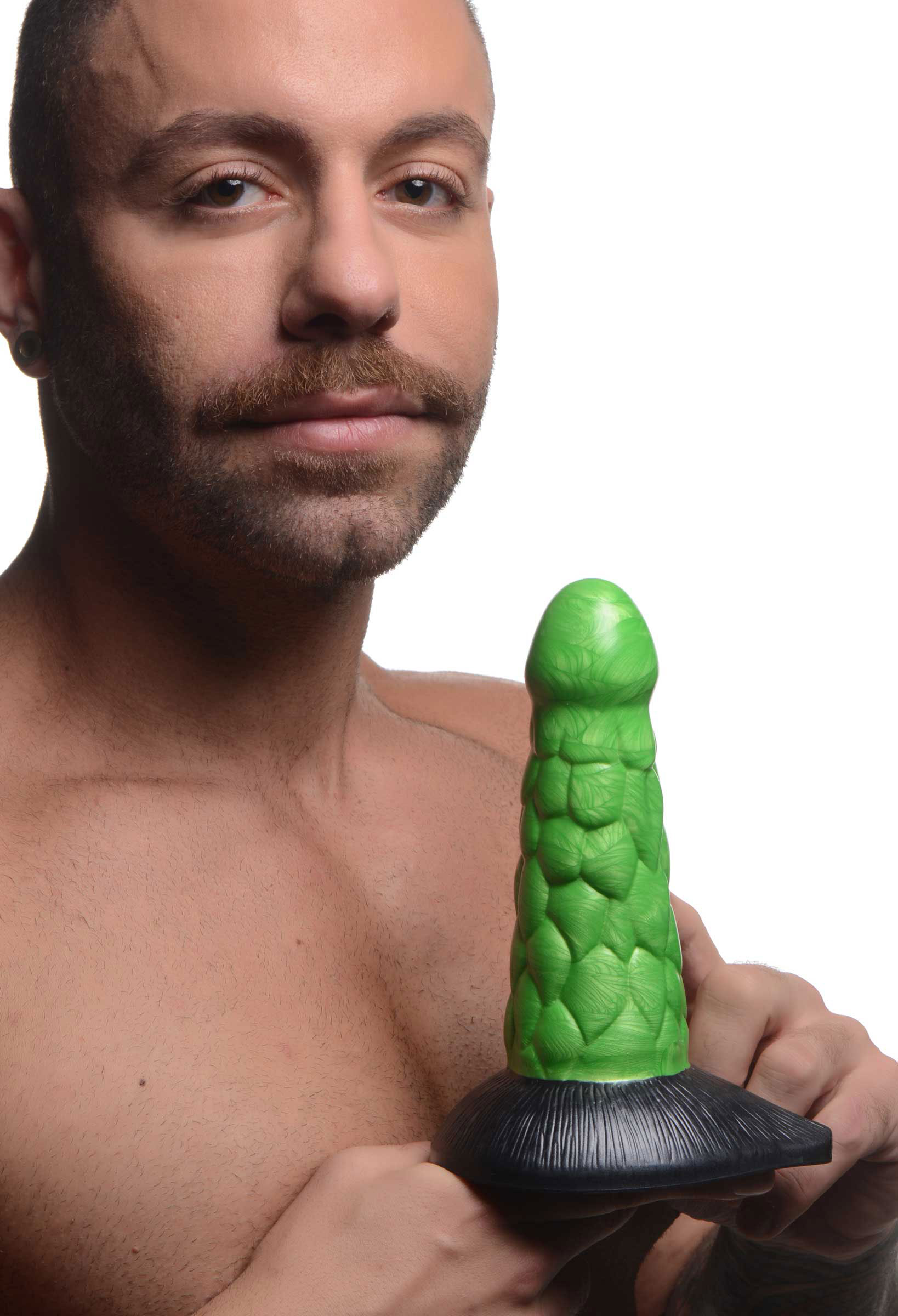 radioactive reptile thick scaly silicone  dildo green 