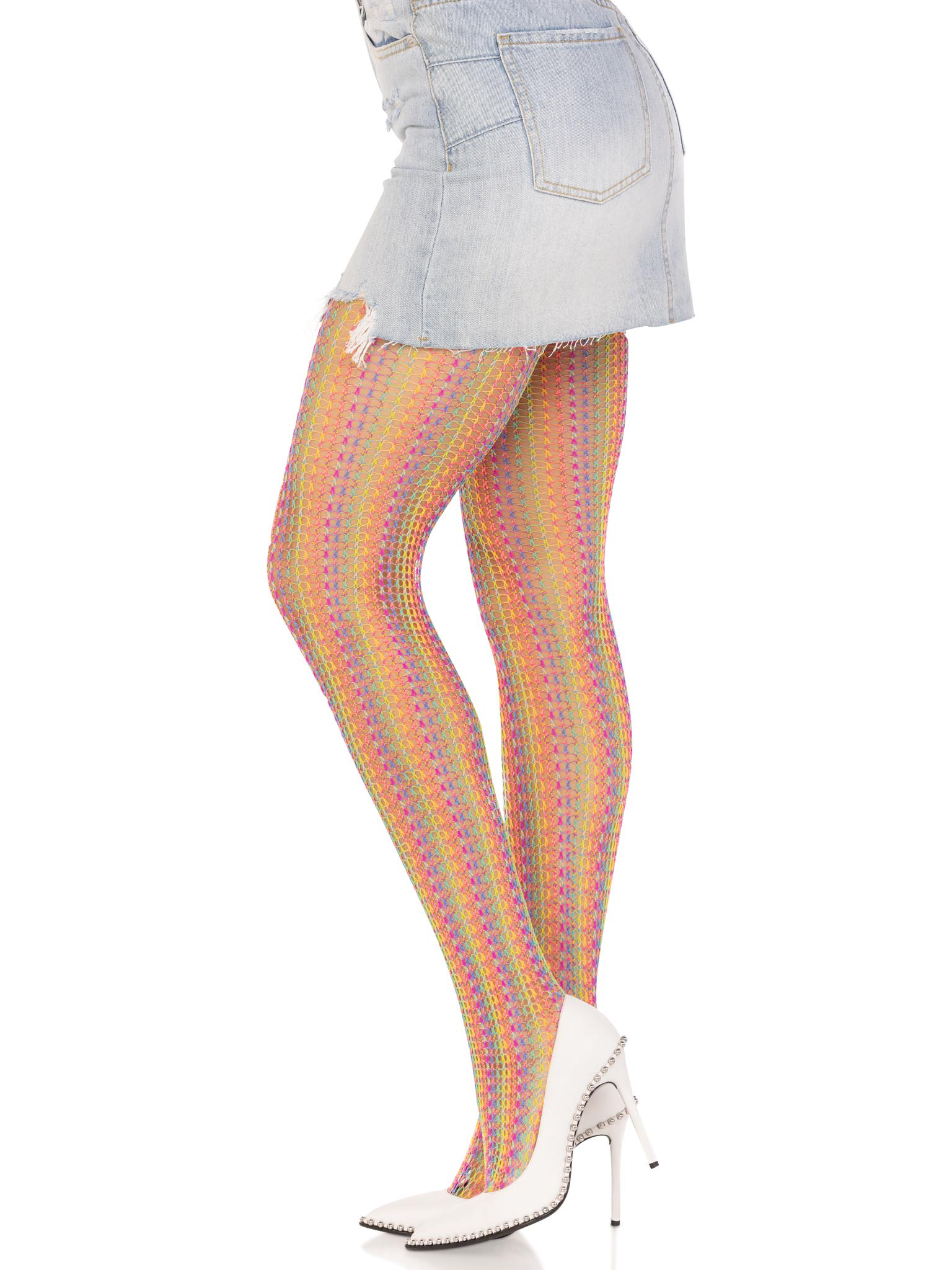 rainbow crochet net tights one size multicolor 