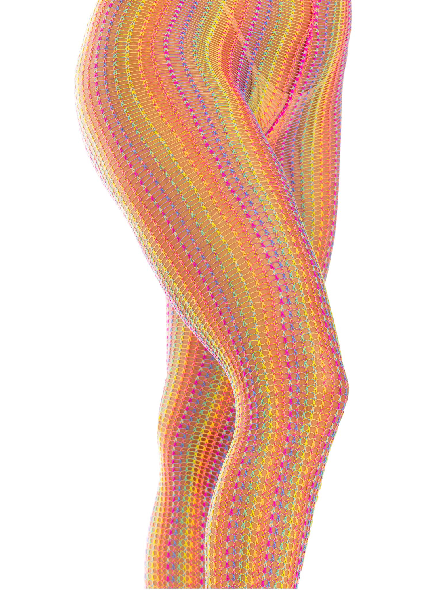 rainbow crochet net tights one size multicolor 