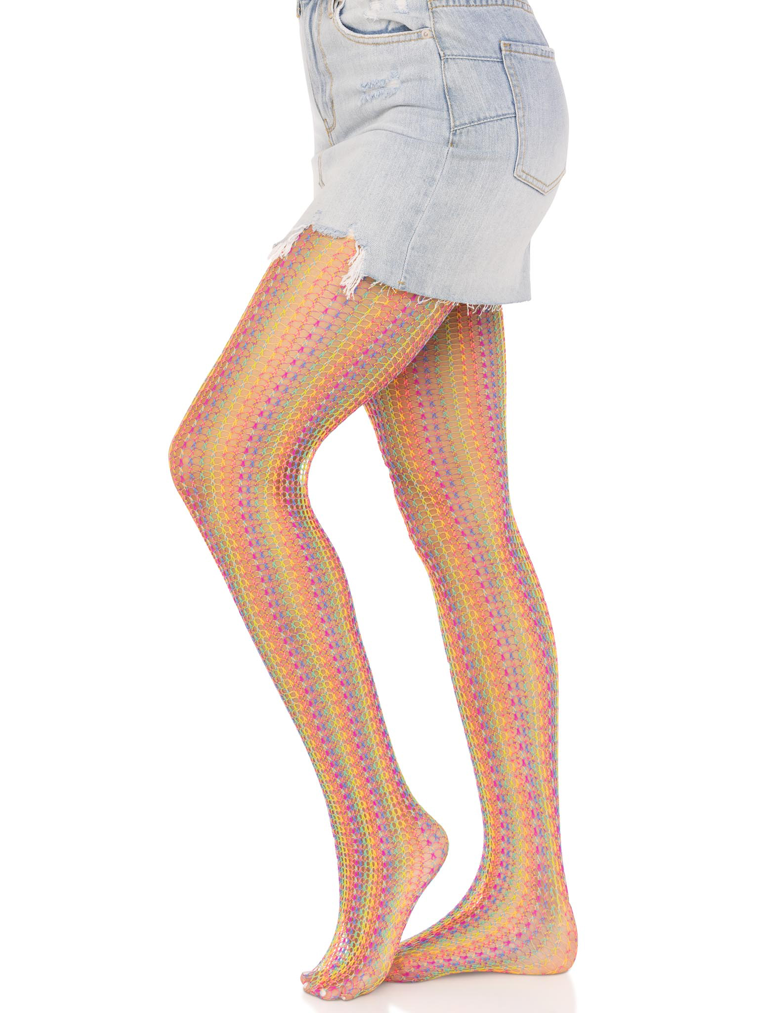 rainbow crochet net tights one size multicolor 