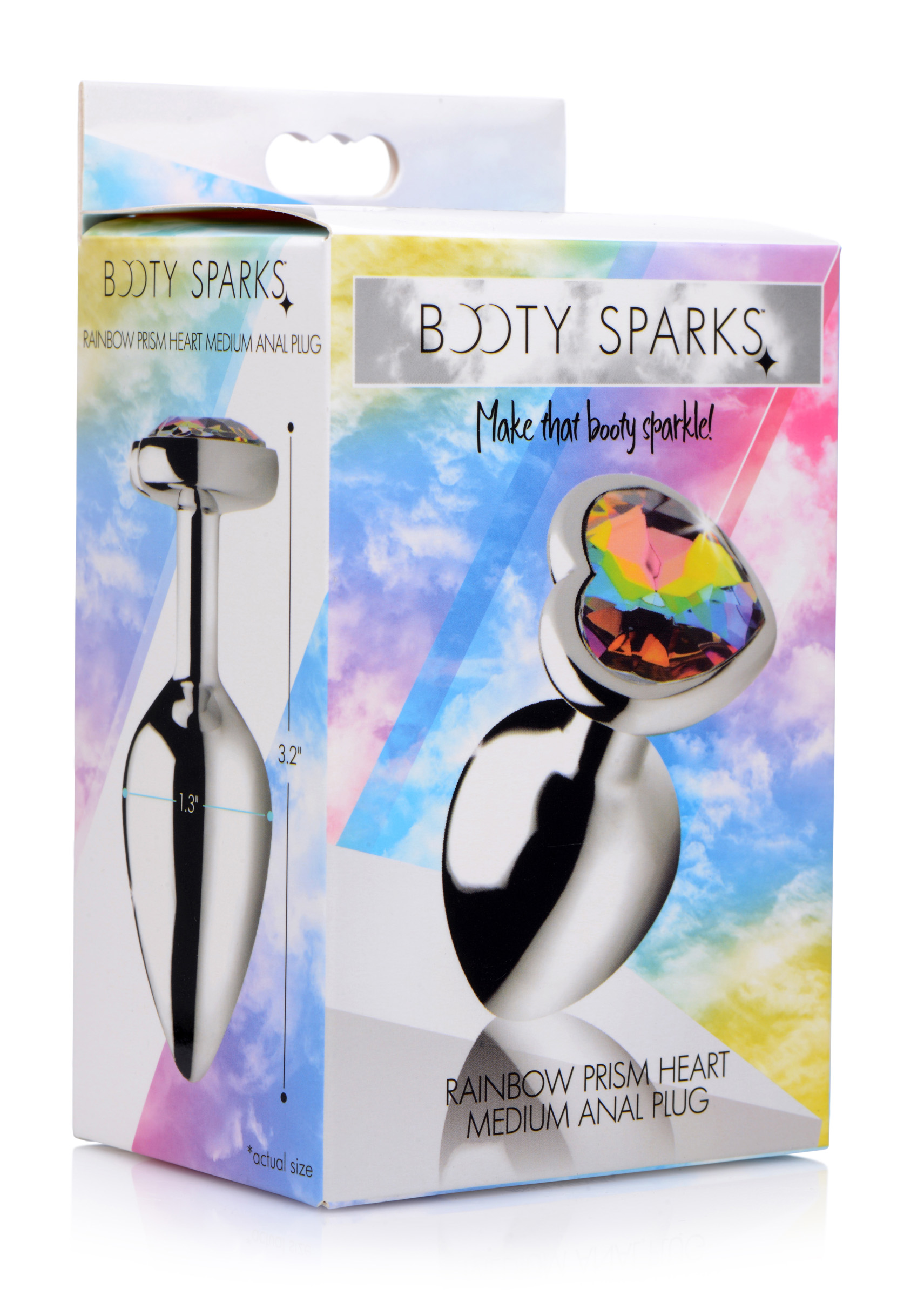 rainbow prism heart anal plug medium 