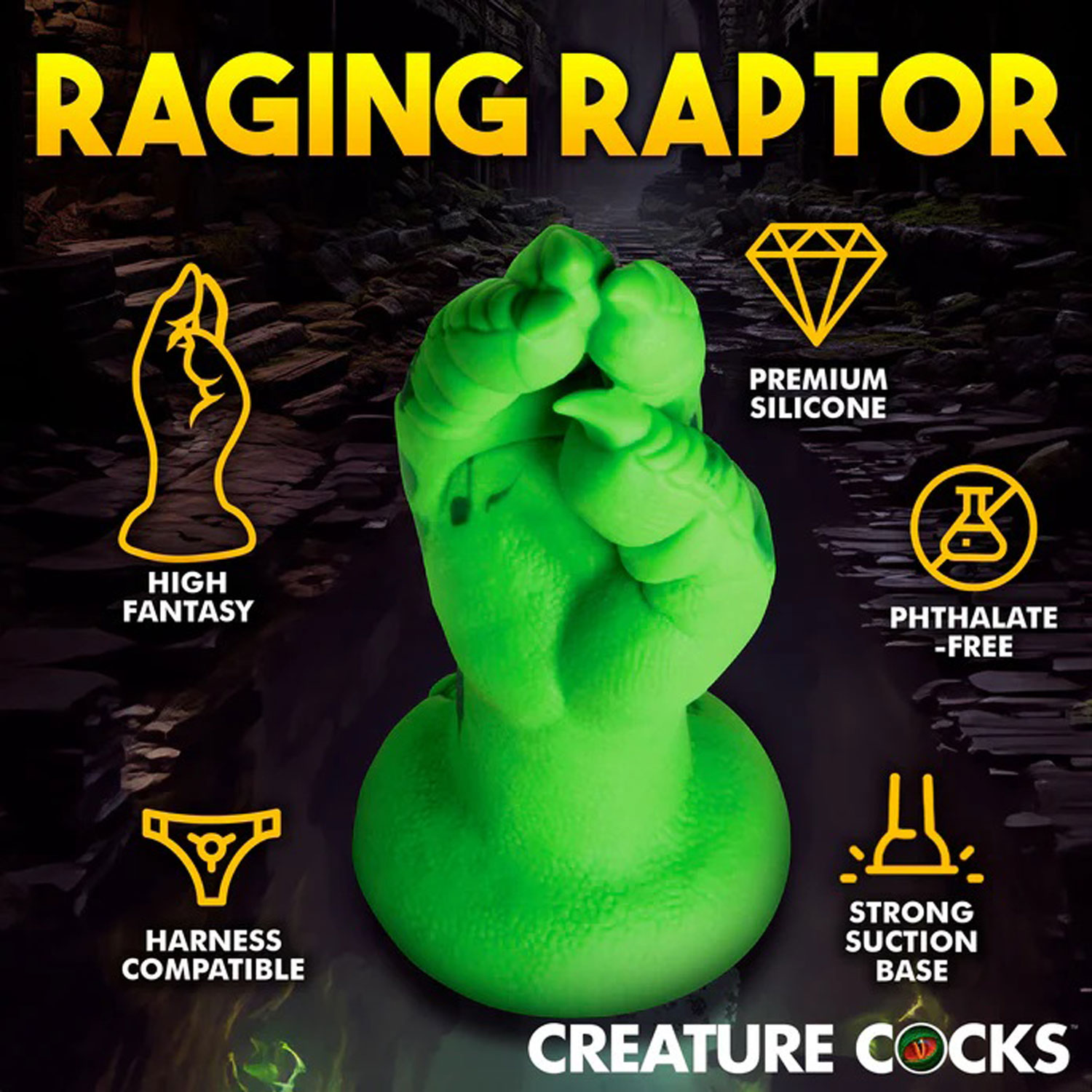 raptor claw fisting silicone dildo green 