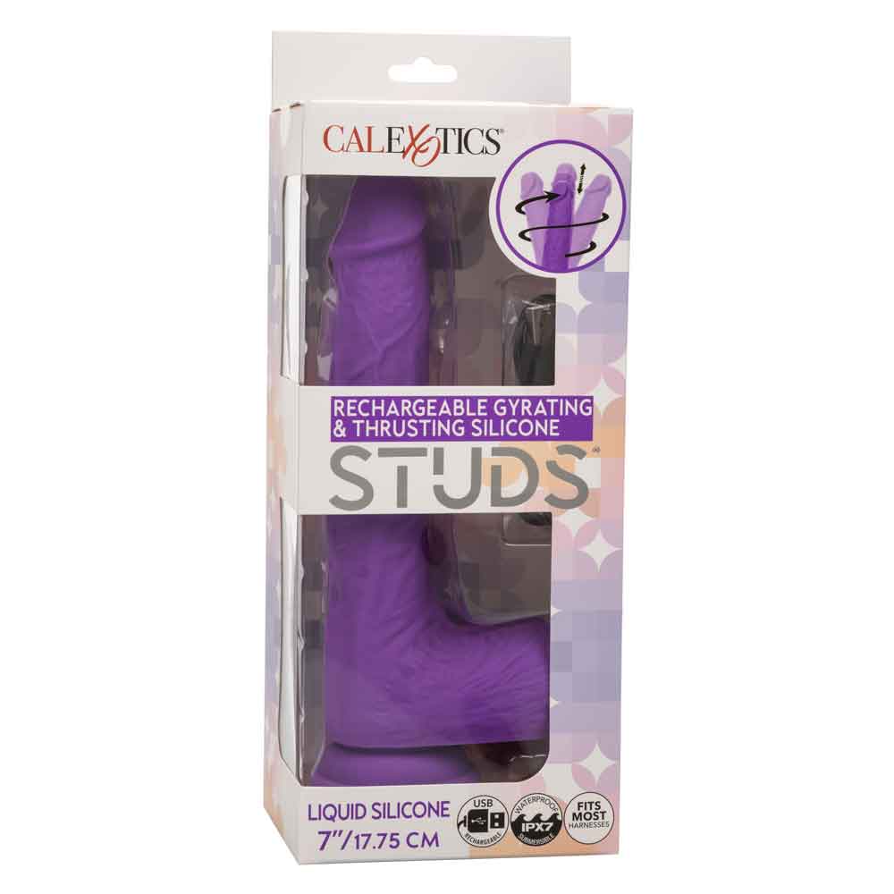 rechargeable gyrating and thrusting silicone studs purple 