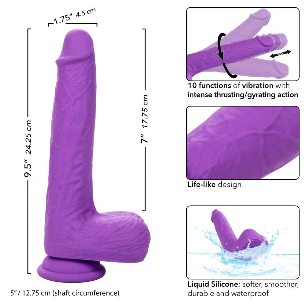 rechargeable gyrating and thrusting silicone studs purple 