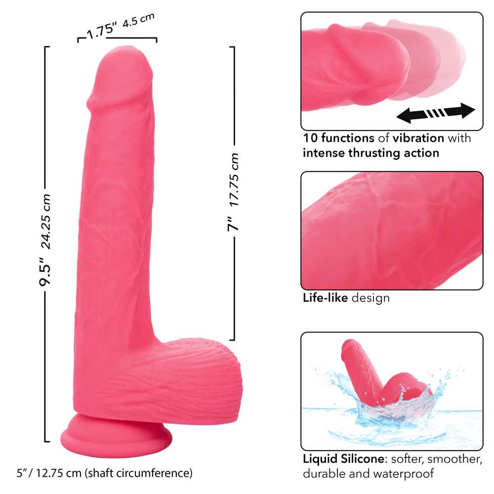 rechargeable rumbling and thrusting silicone studs pink 